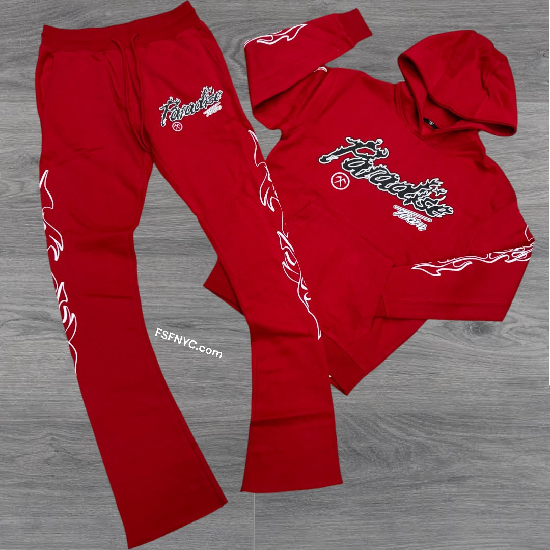 JC Stacked Paradise Tour Sweatsuit Red 8241