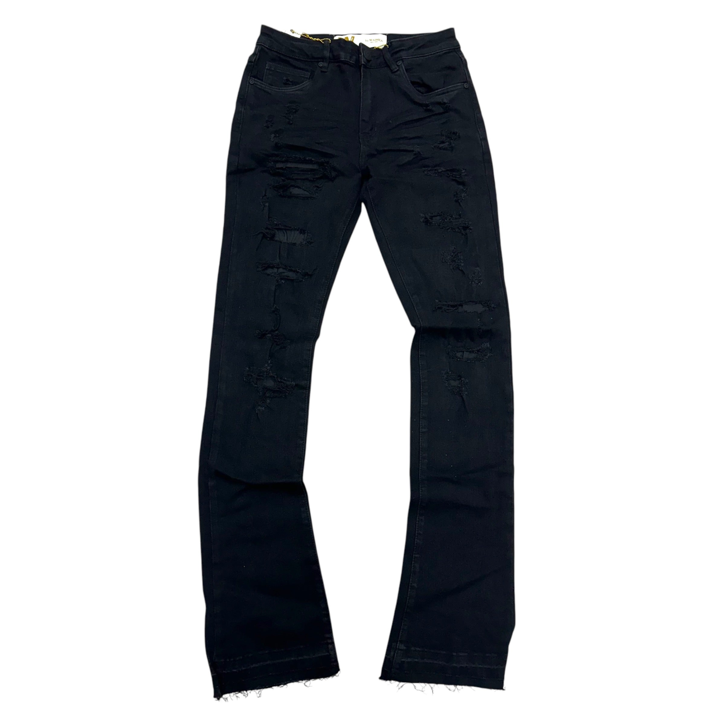 W Stacked Rips Denim Jet Black M8280D