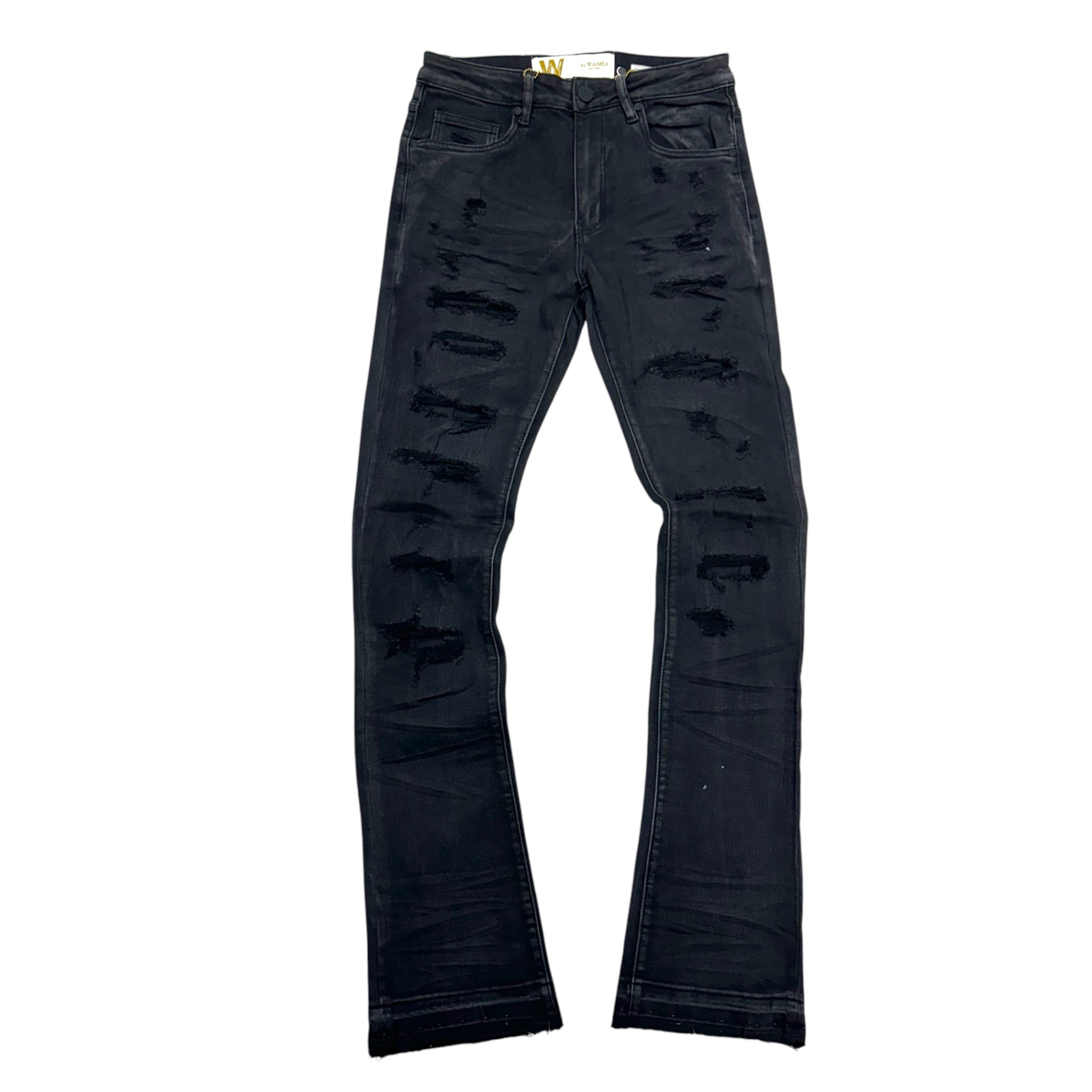 W Stacked Rips Denim Black B Wash M8280D