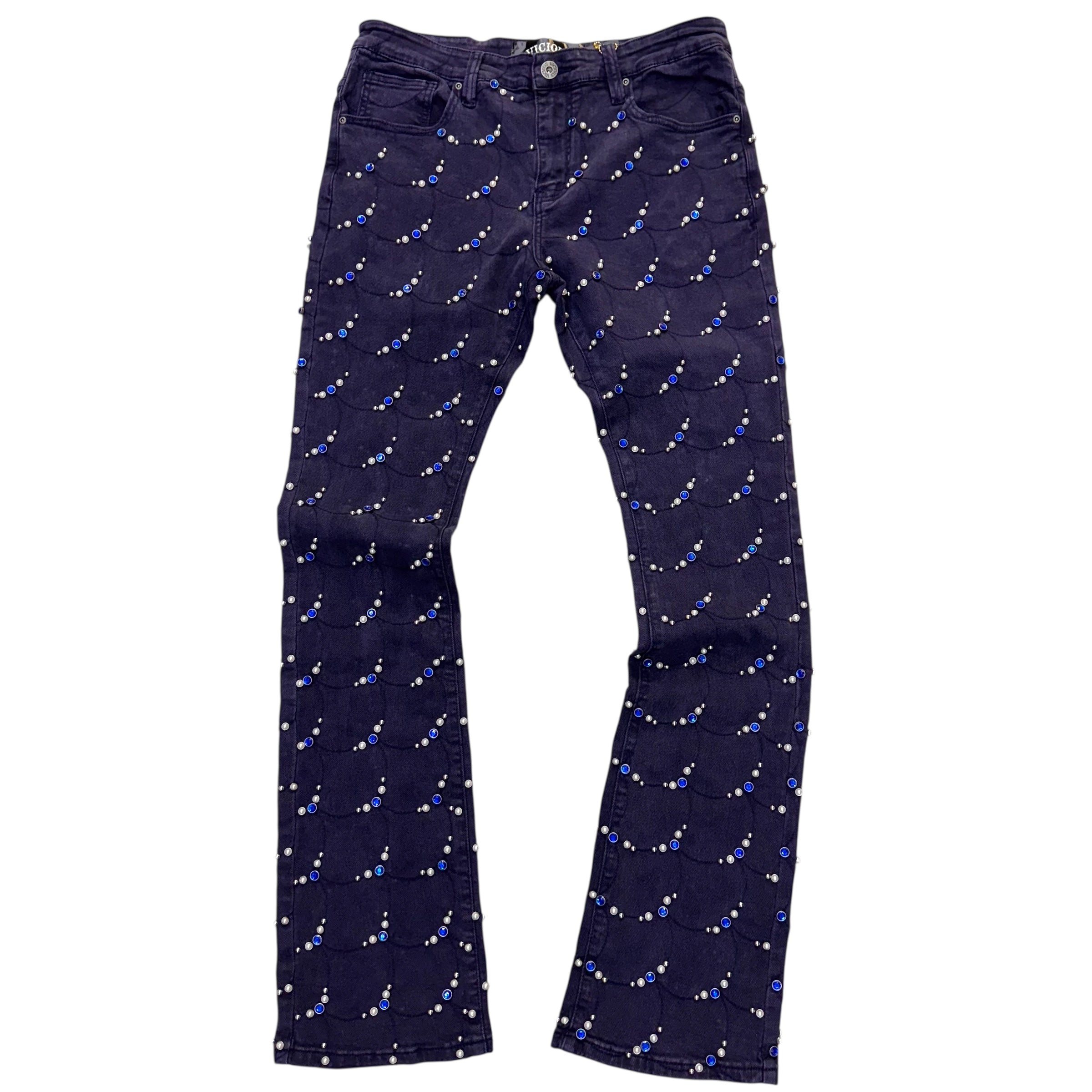 Vicious - STACKED EMBELLISHED STONE DENIM Navy - VC884
