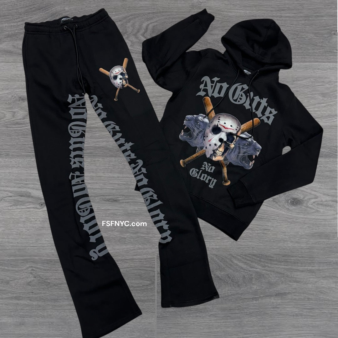 Roku stacked GUYS sweat suit Black (Go Up 1 Size)