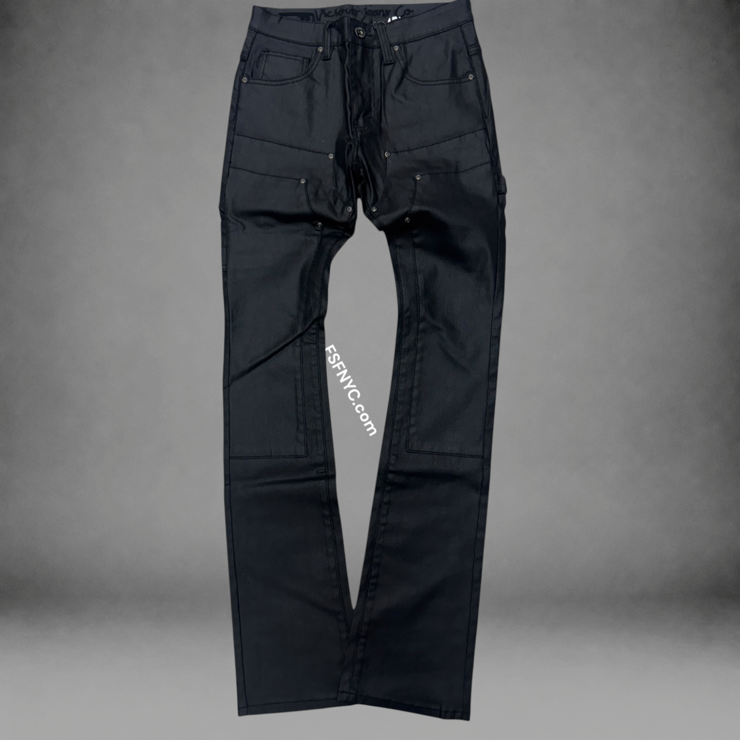 Vicious -Flare Carpenter Coated Denim - Black- VC1230