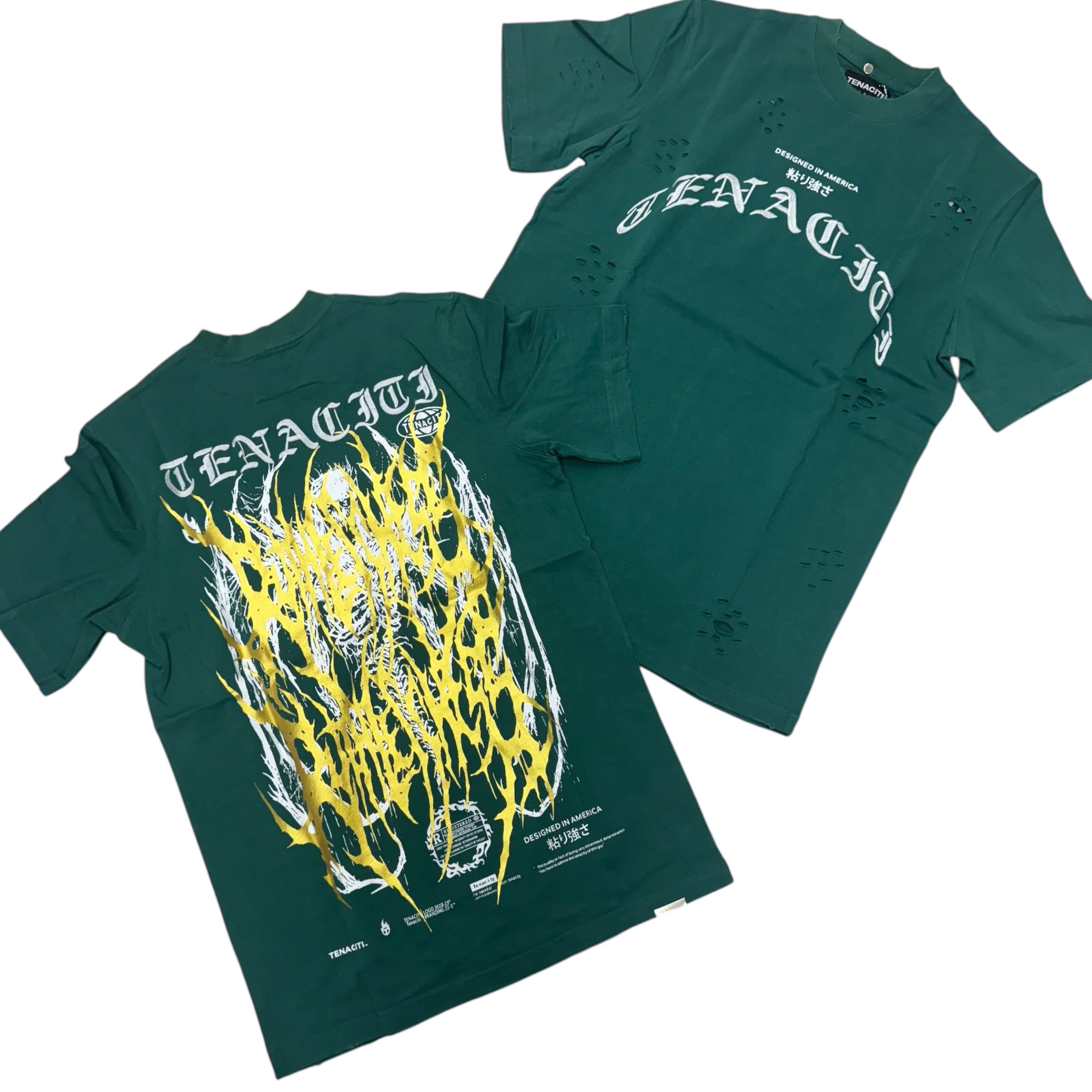 Tenaciti distress T-shirt Green 1042