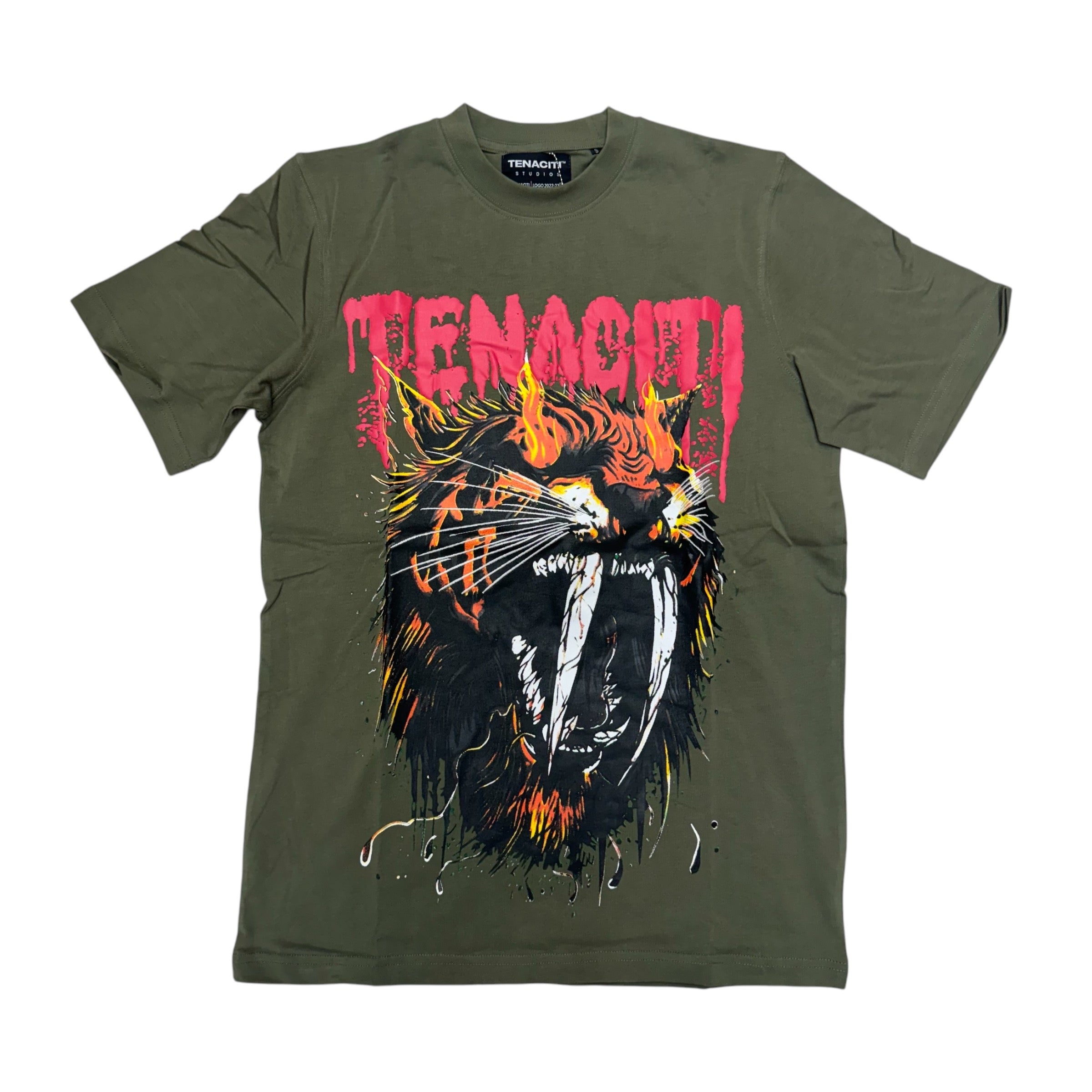 Tenaciti Lion T-shirt Green Fire