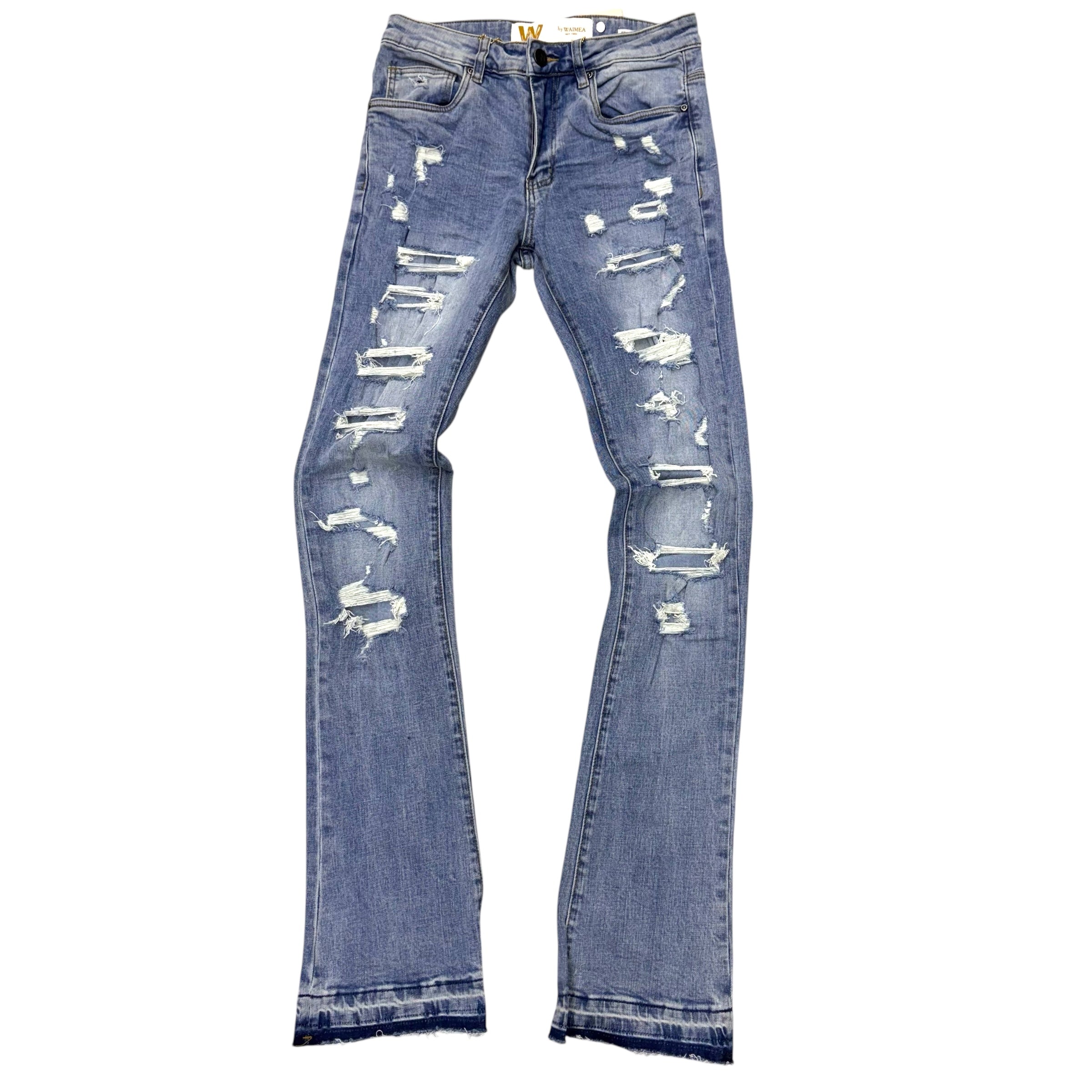 W - Stacked Distress Denim - Blue Wash - M8280D