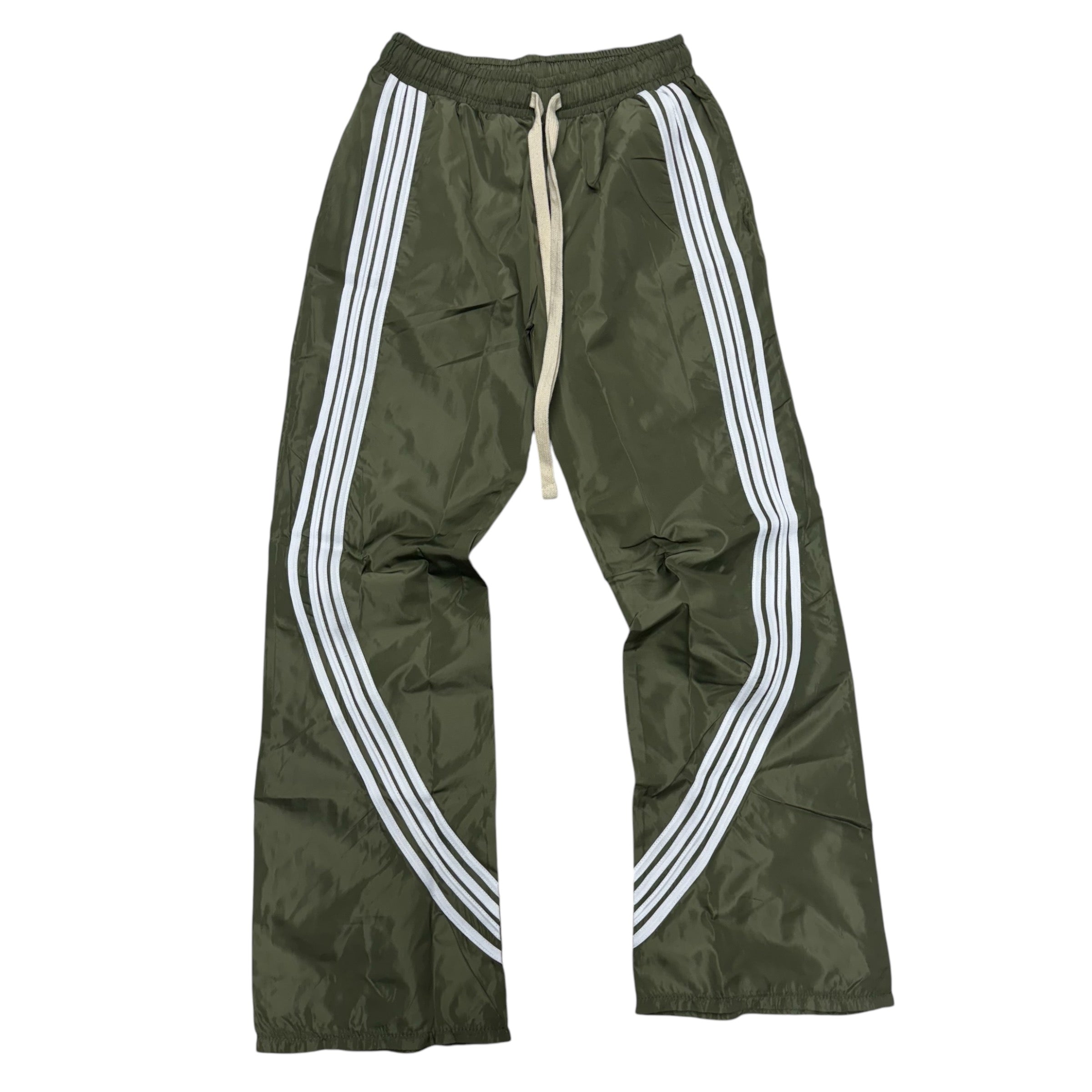 Narr stacked Nylon Pants Olive White (fit Slim, go up 1 size )