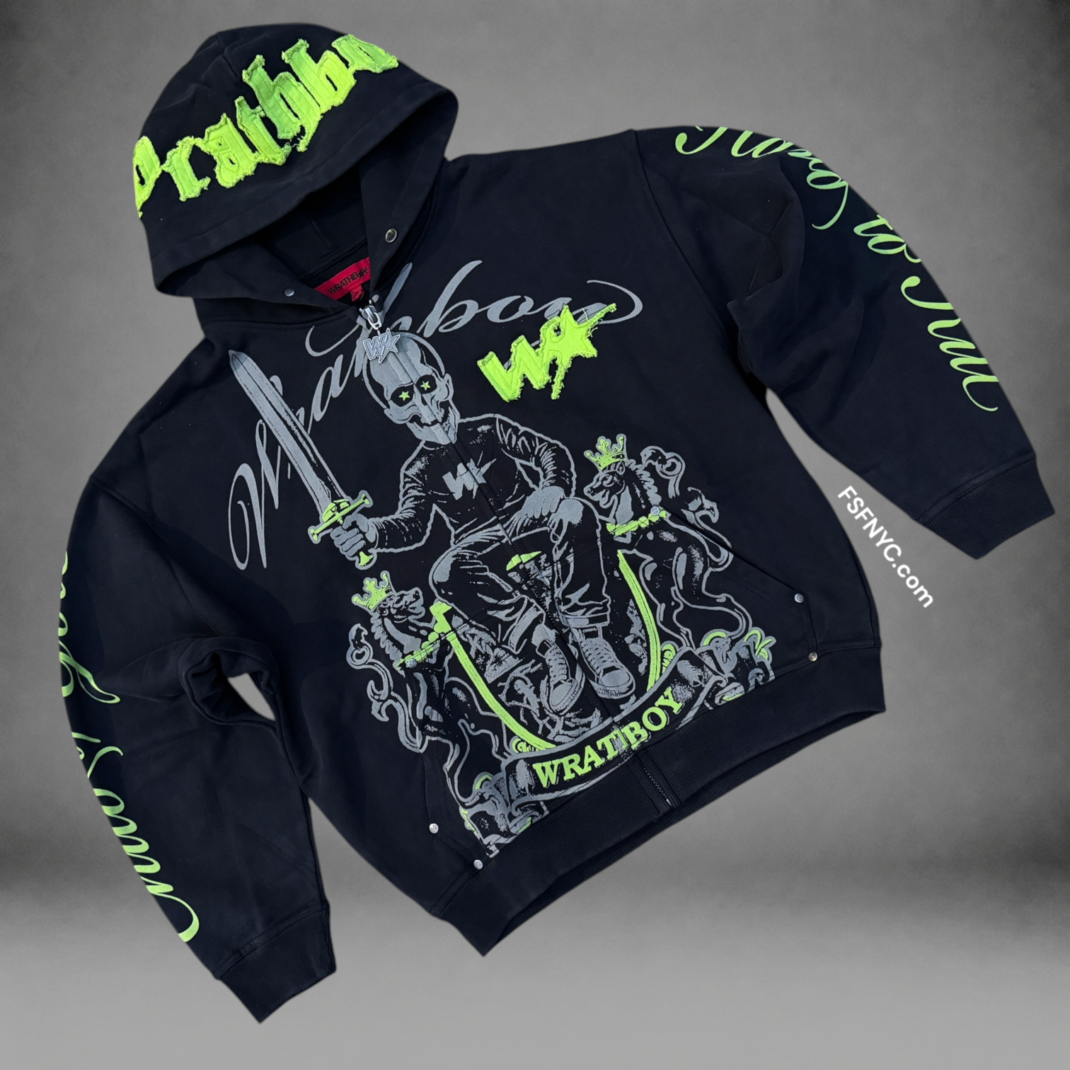 WrathBoy - 3 Sword Zip Hoodie - Black - 154