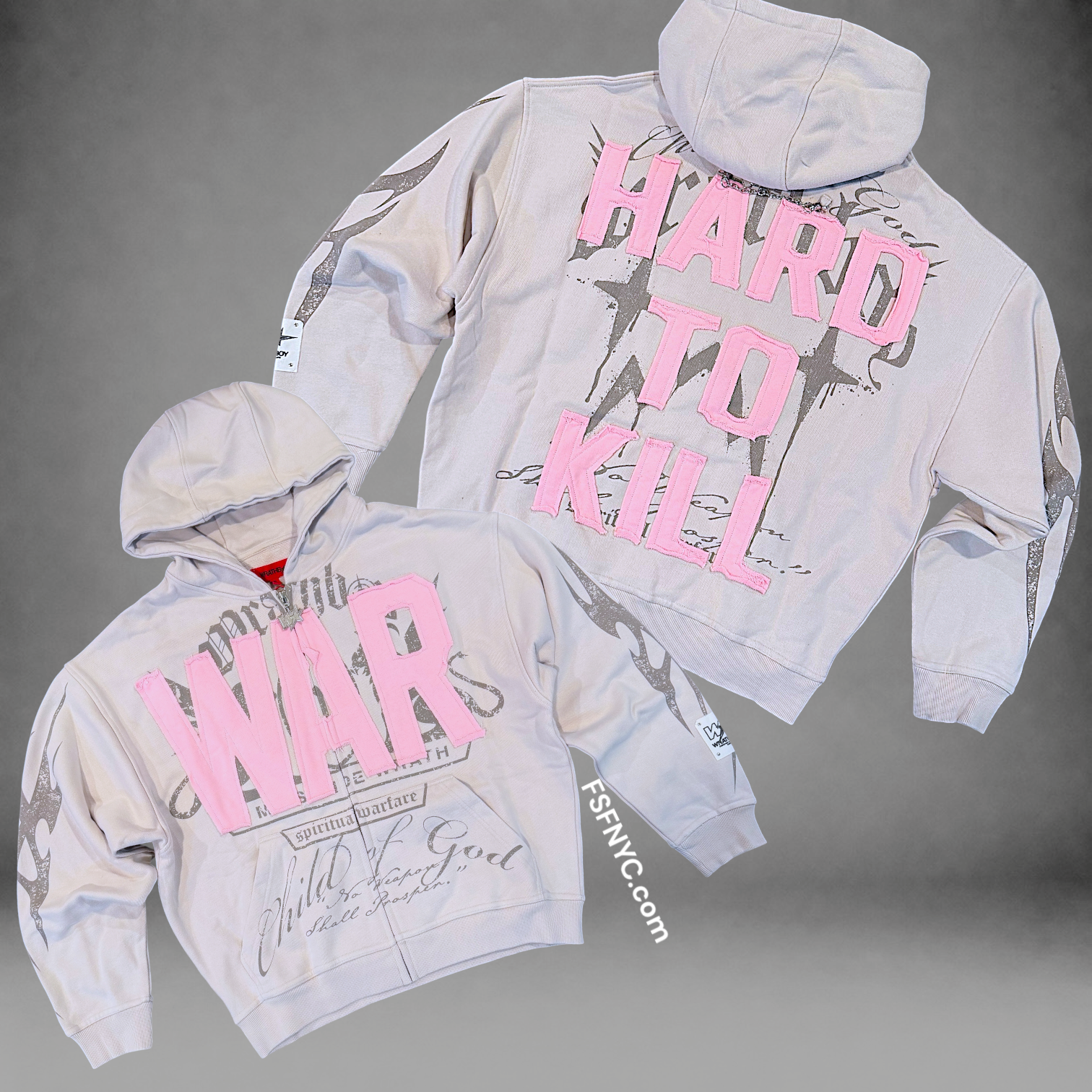 WrathBoy - Hard To Kill Zip Hoodie - Light Grey - 618