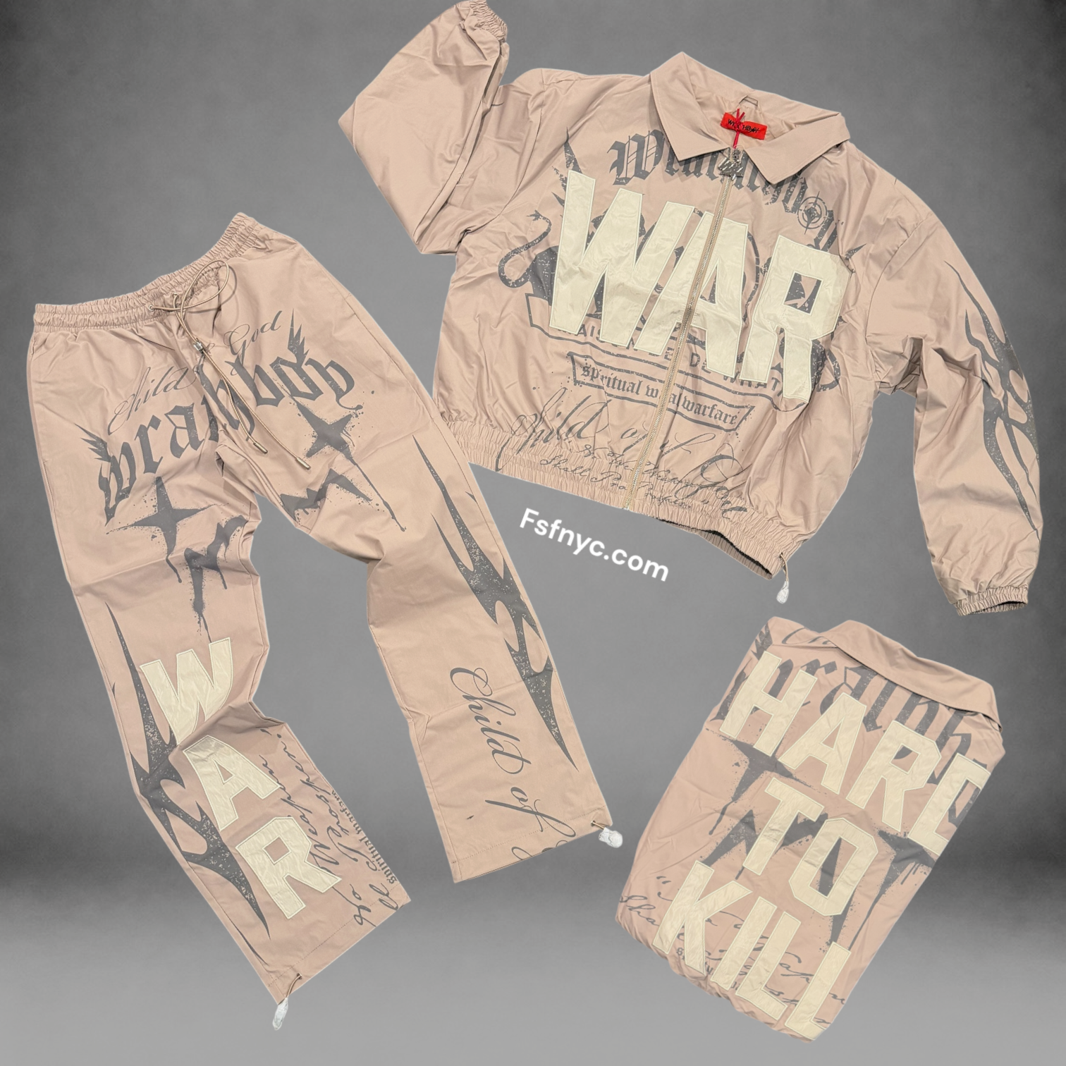 WrathBoy - Hard To Kill Windbreaker Bomber Set - Mocha -  622