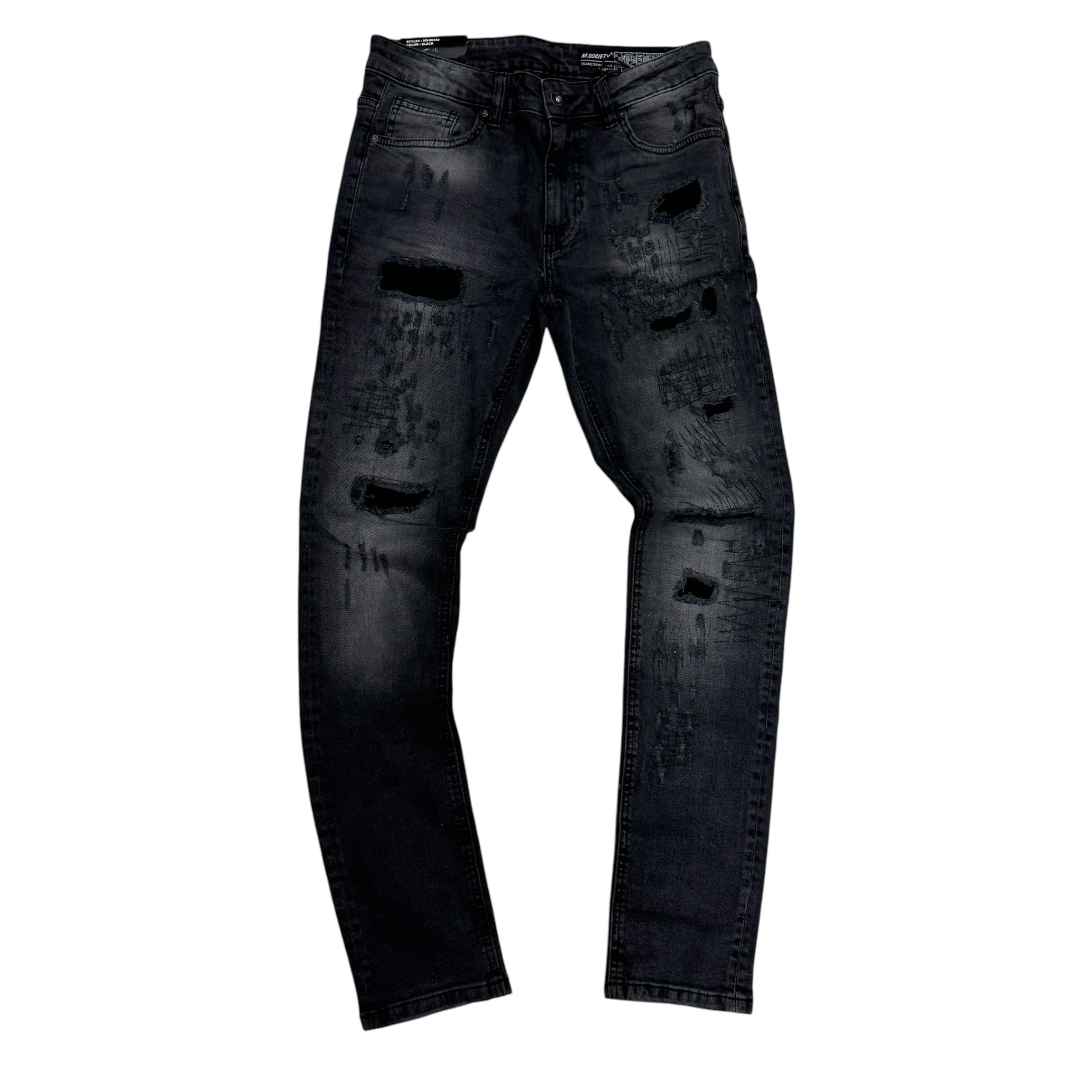 Mischief Distress Skinny Fit Denim Black 80350