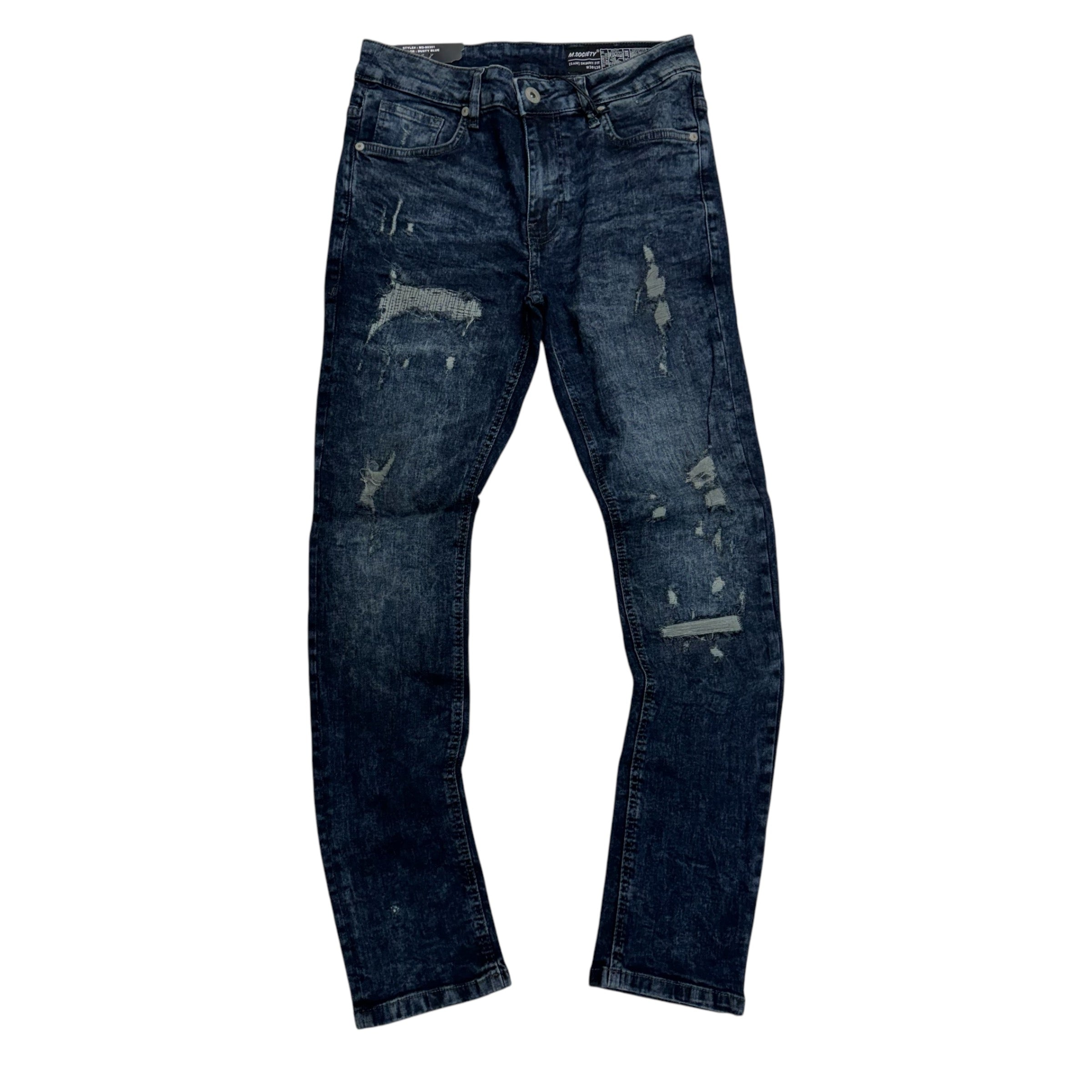 Mischief Distress Skinny Fit Denim Dusty Blue 80351