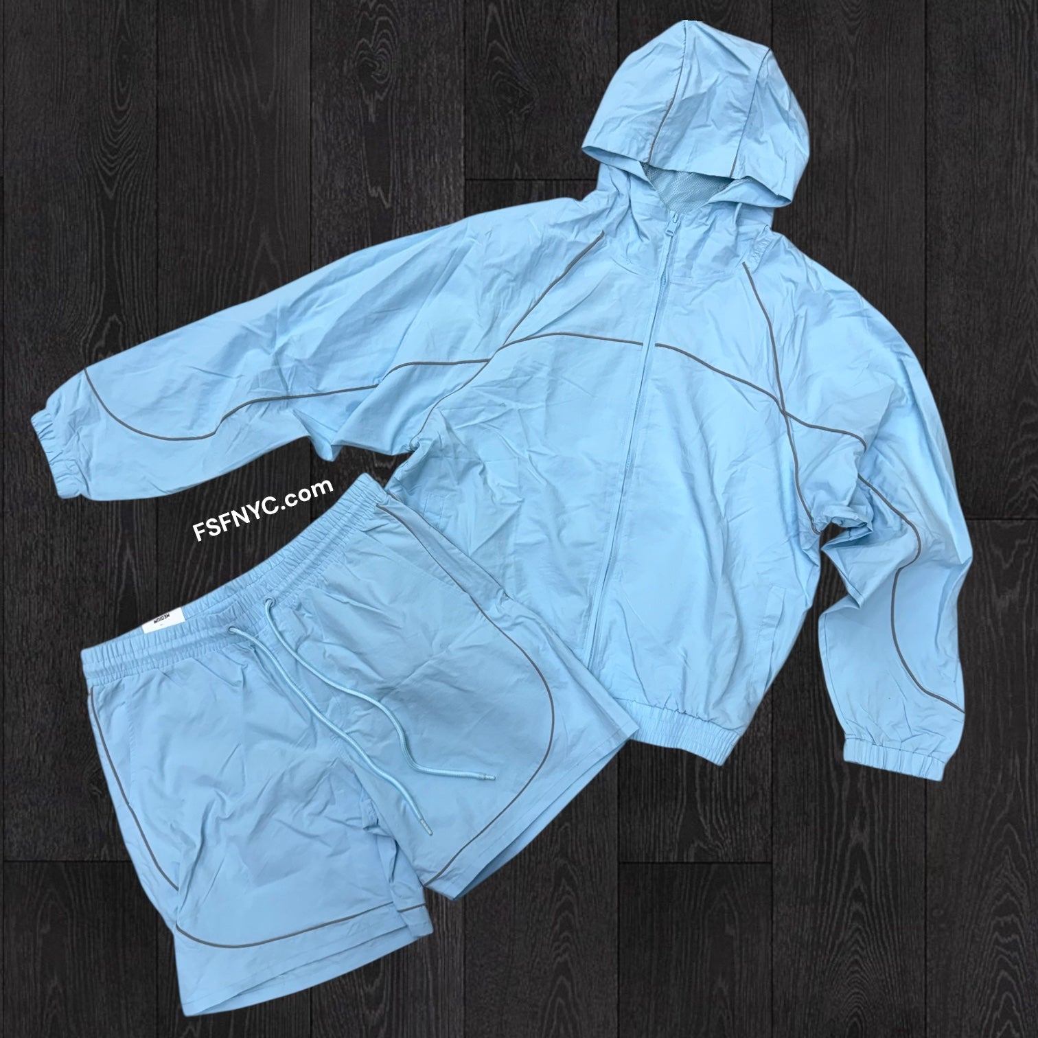 Rebel - Piping Nylon short/Jacket Set - Baby Blue  - 502 902