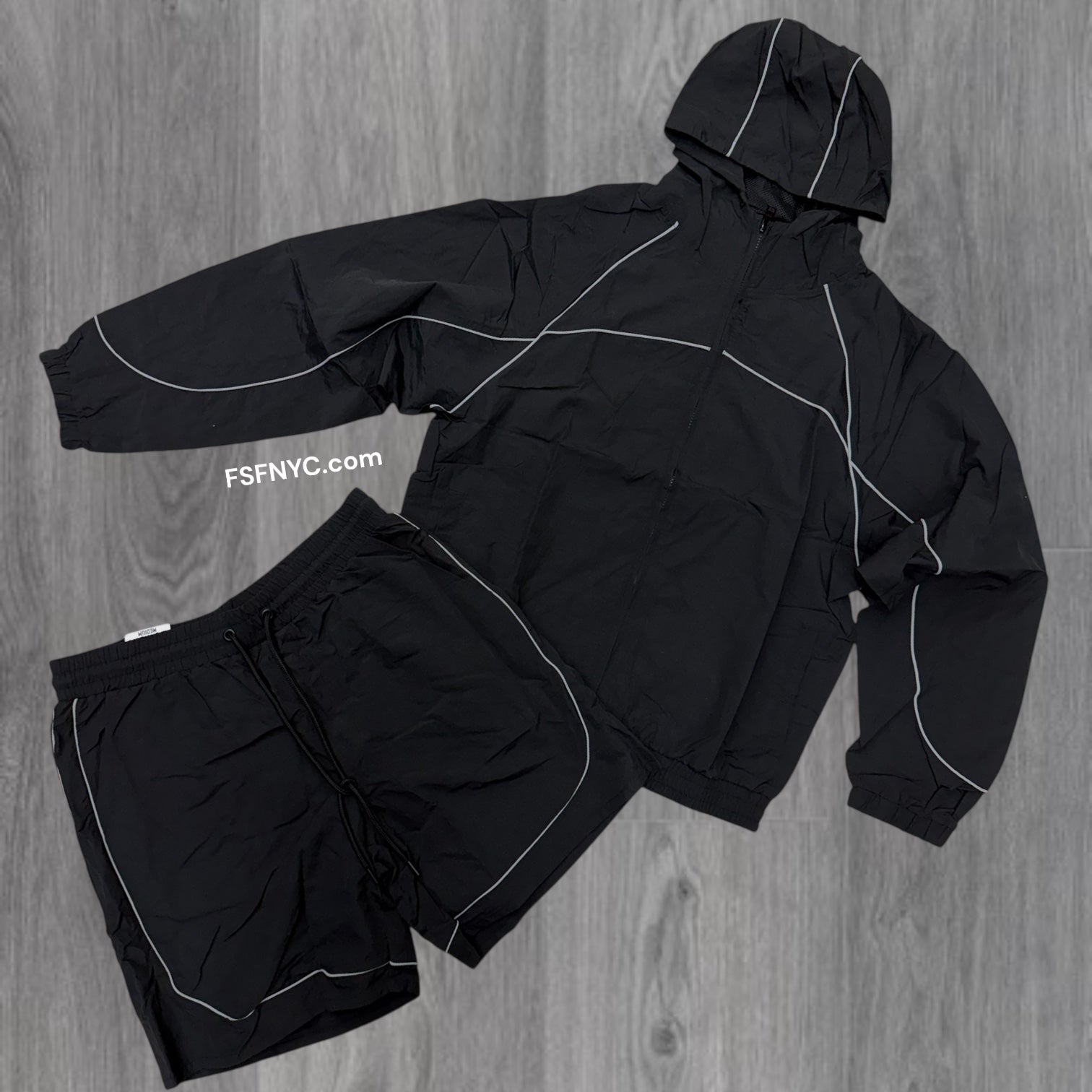 Rebel - Piping Nylon short/Jacket Set - Black  - 502 902