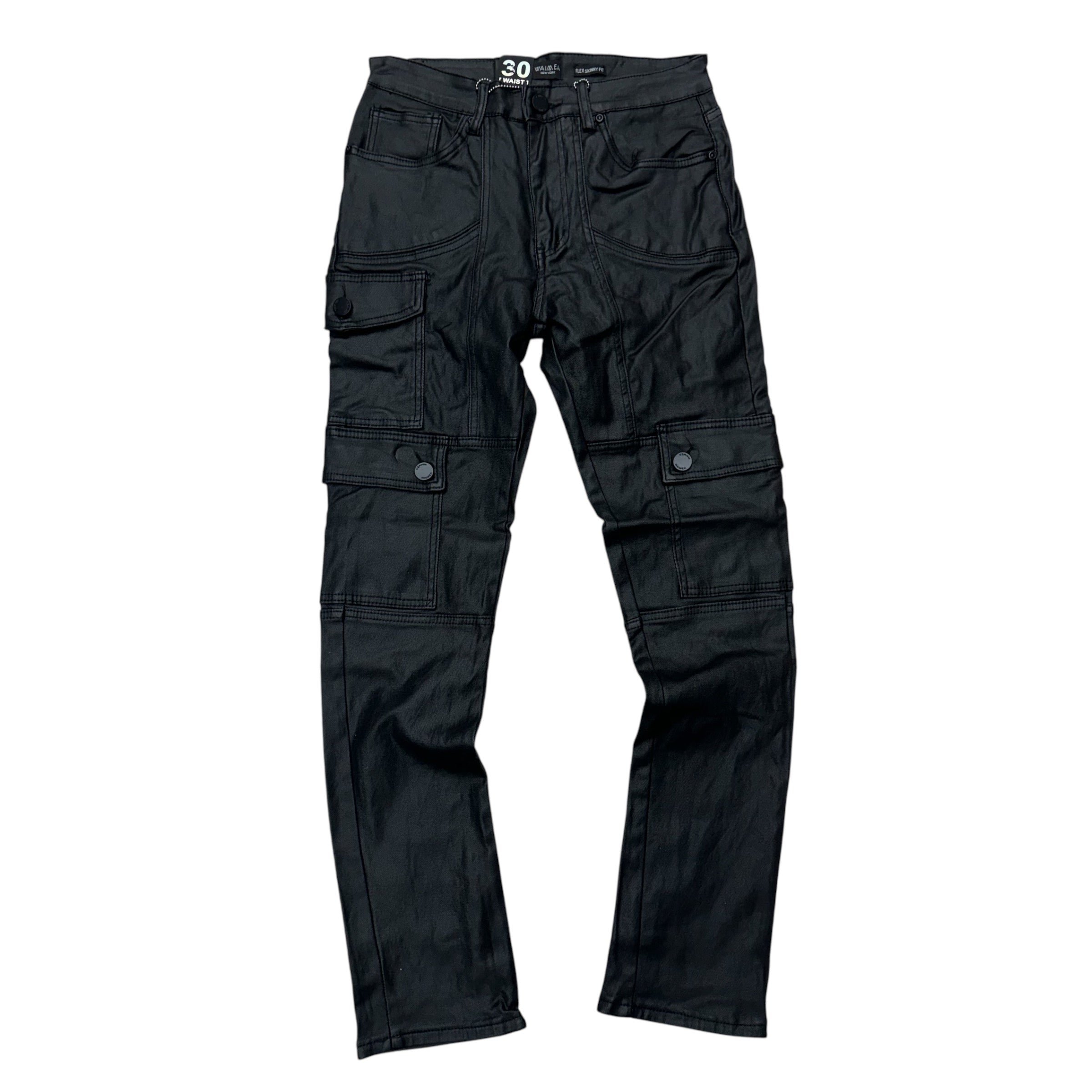 W Waxed Skinny Cargo Pants Black M8308T