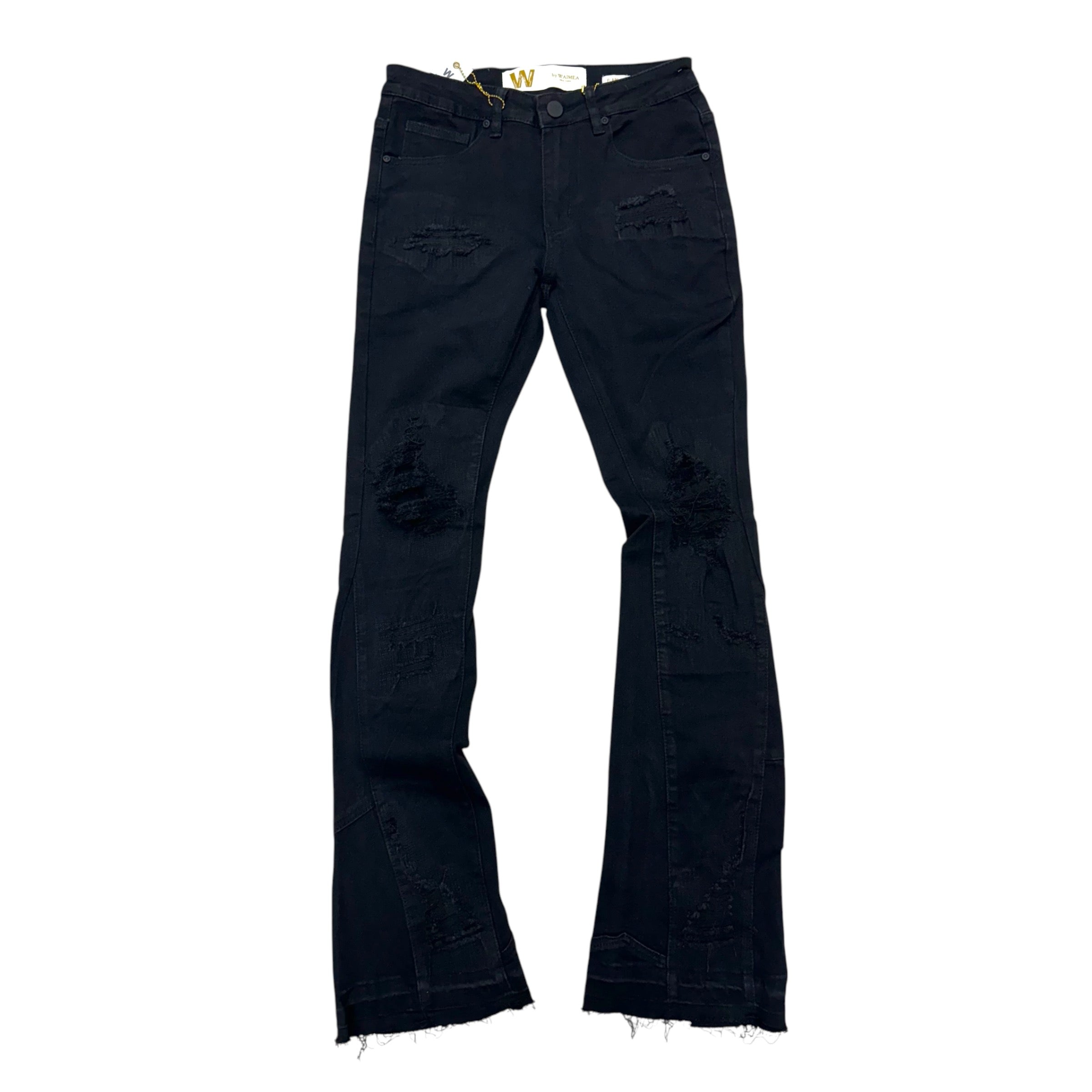 W Stacked Distress Denim Jet Black M8210D