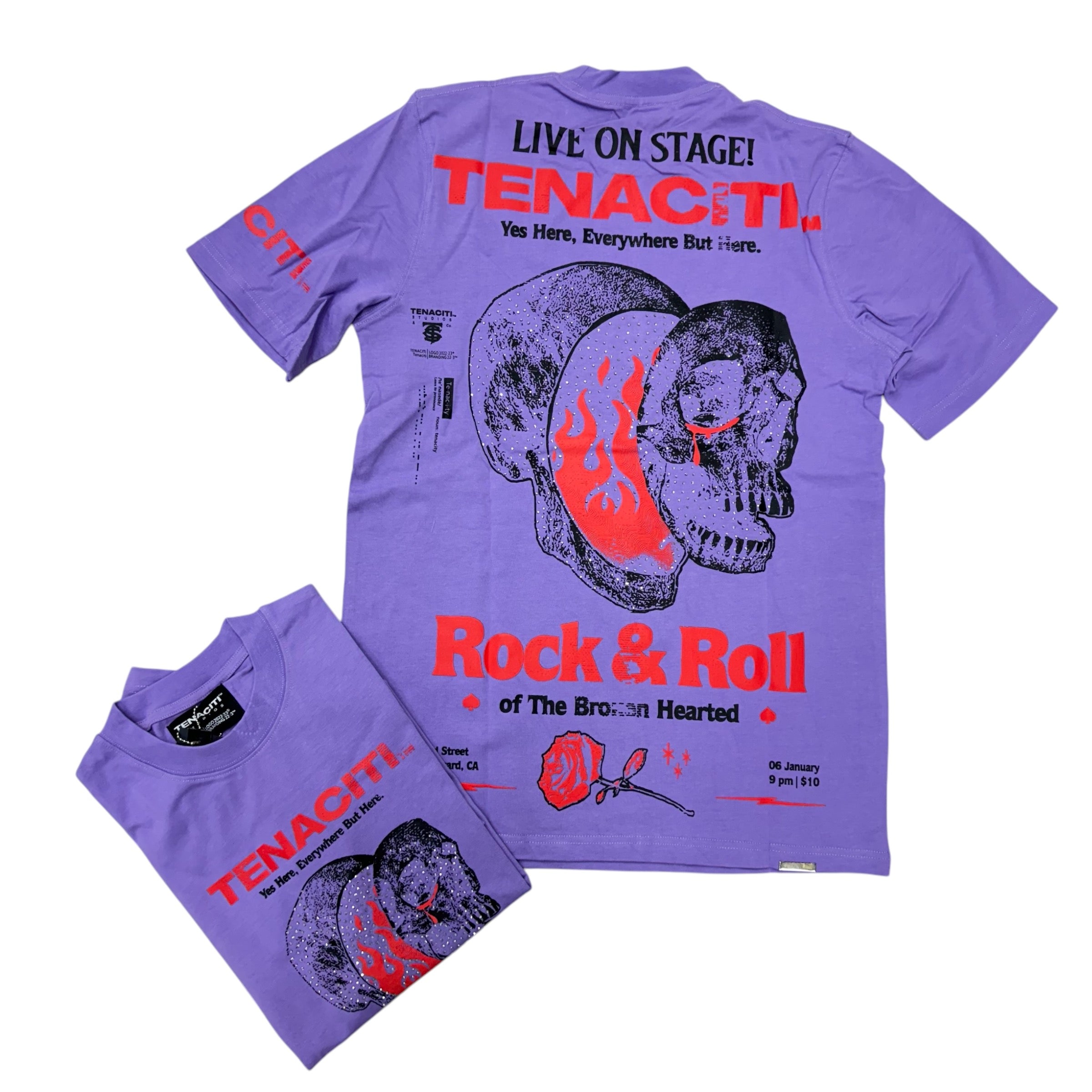 Tenaciti Rhinestone graphic T-shirt Purple