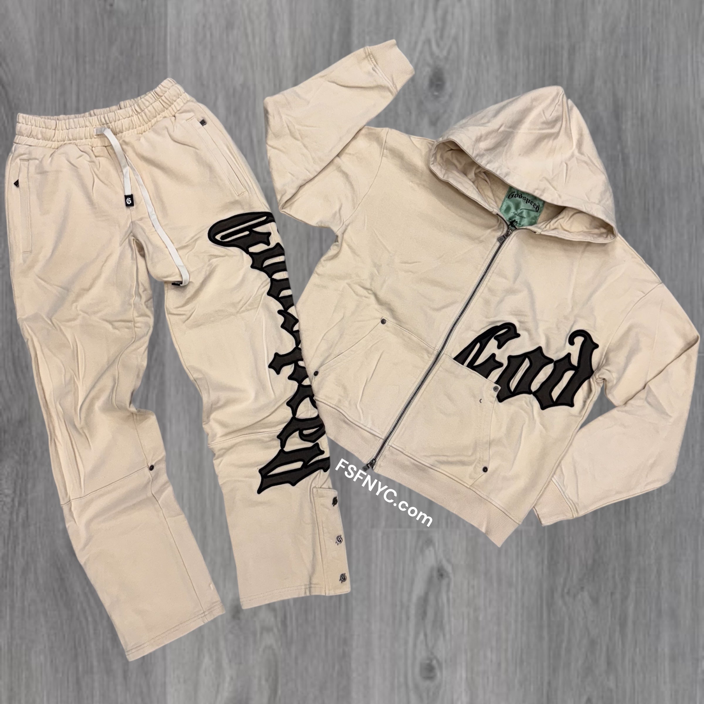 GODSPEED - Classic Zip Sweat suit - Cream Charcoal