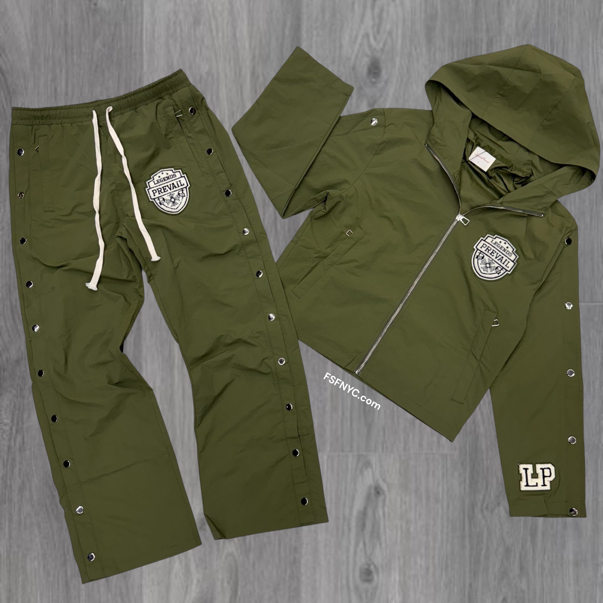 Prevail- Windbreaker “93” Zip Jacket Set - Olive