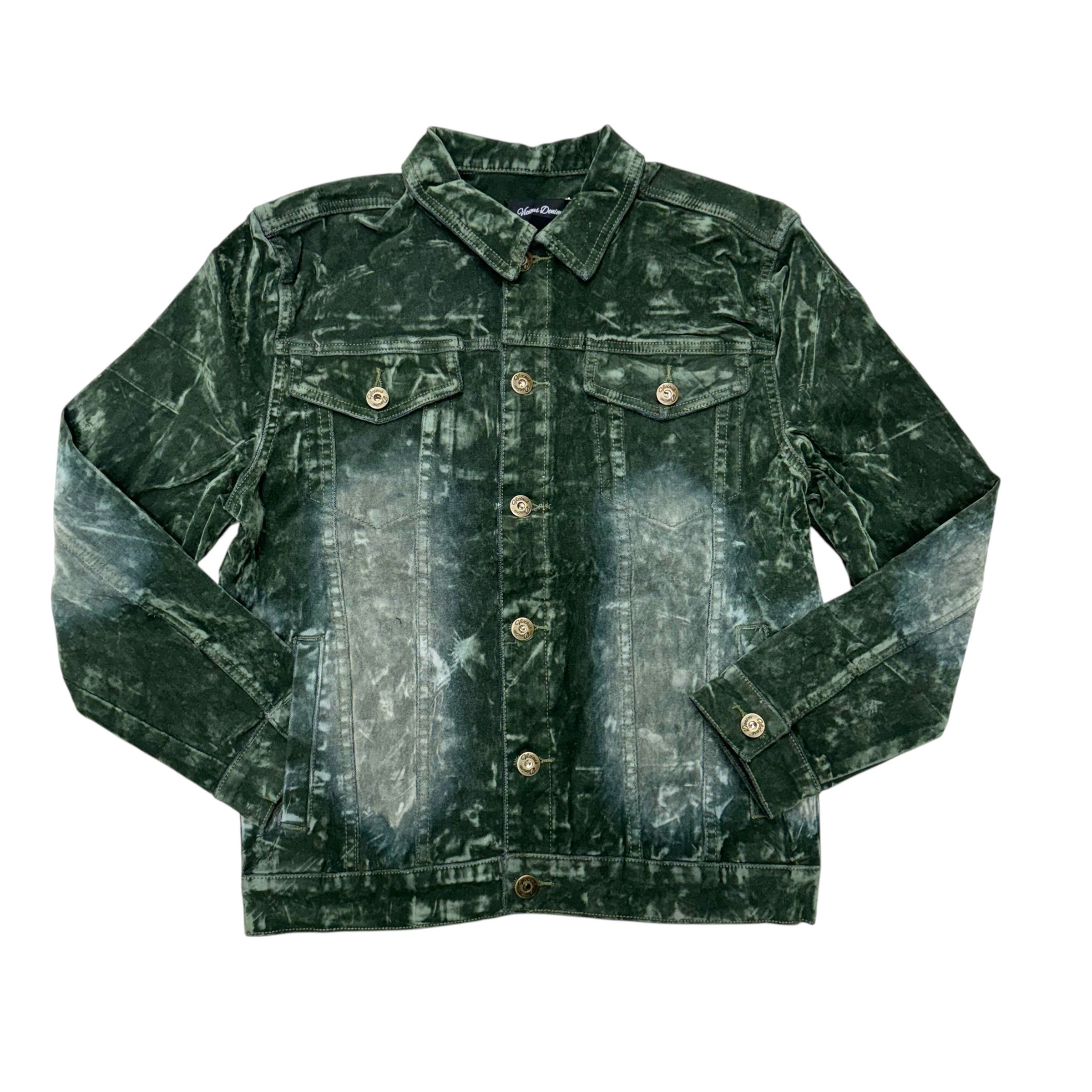 Vicious Suede Denim Jacket Olive VC552B