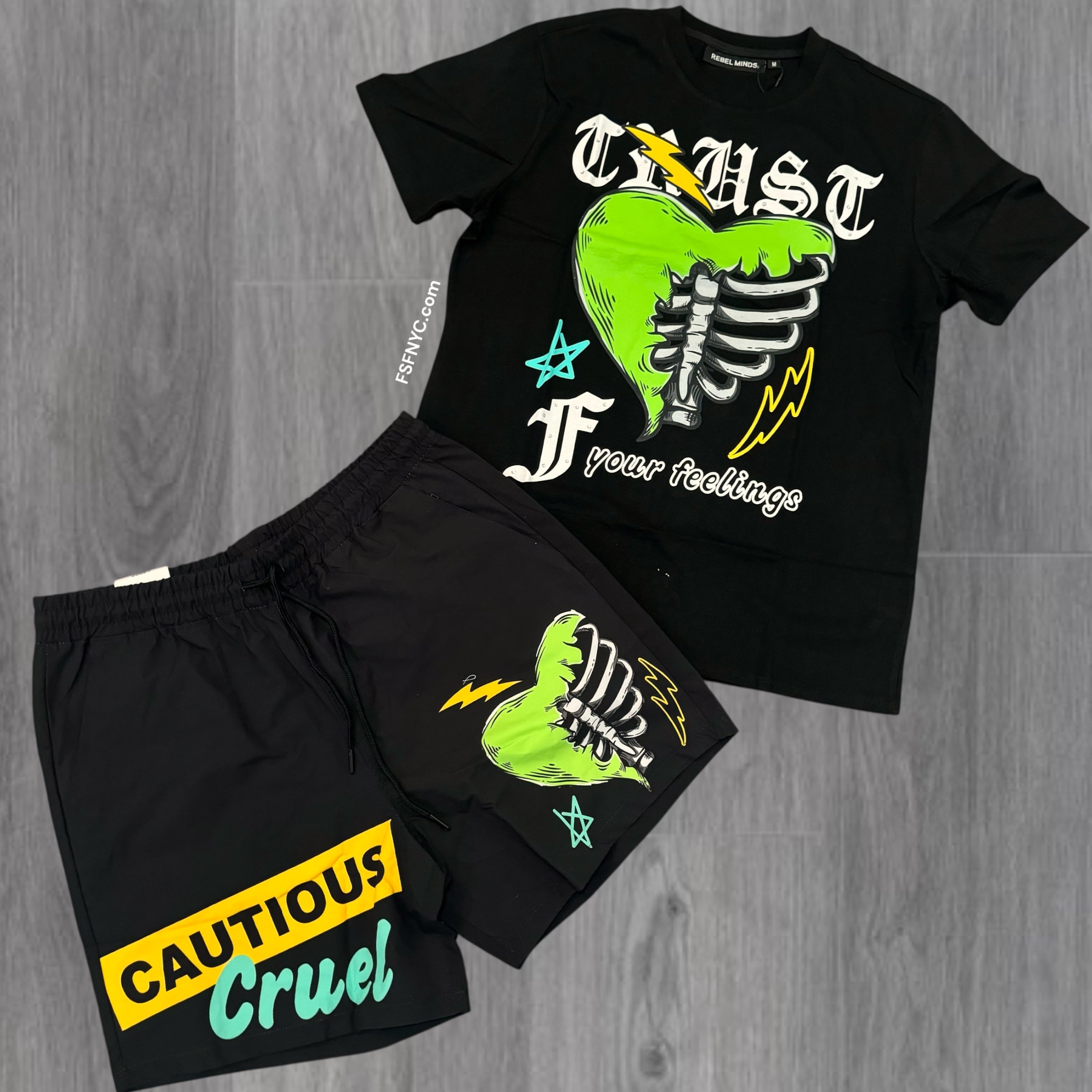 Rebel Cautious Short Set Black 115 915