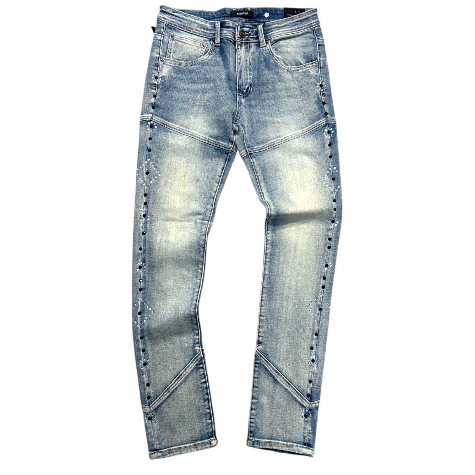 KD - skinny Side Rhinestone Denim - L.Blue  - 2212