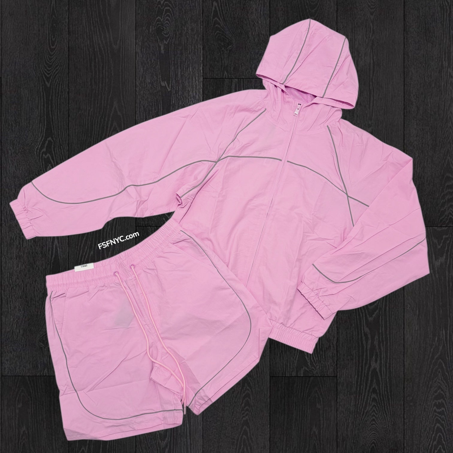 Rebel - Piping Nylon short/Jacket Set - Light Pink  - 502 902