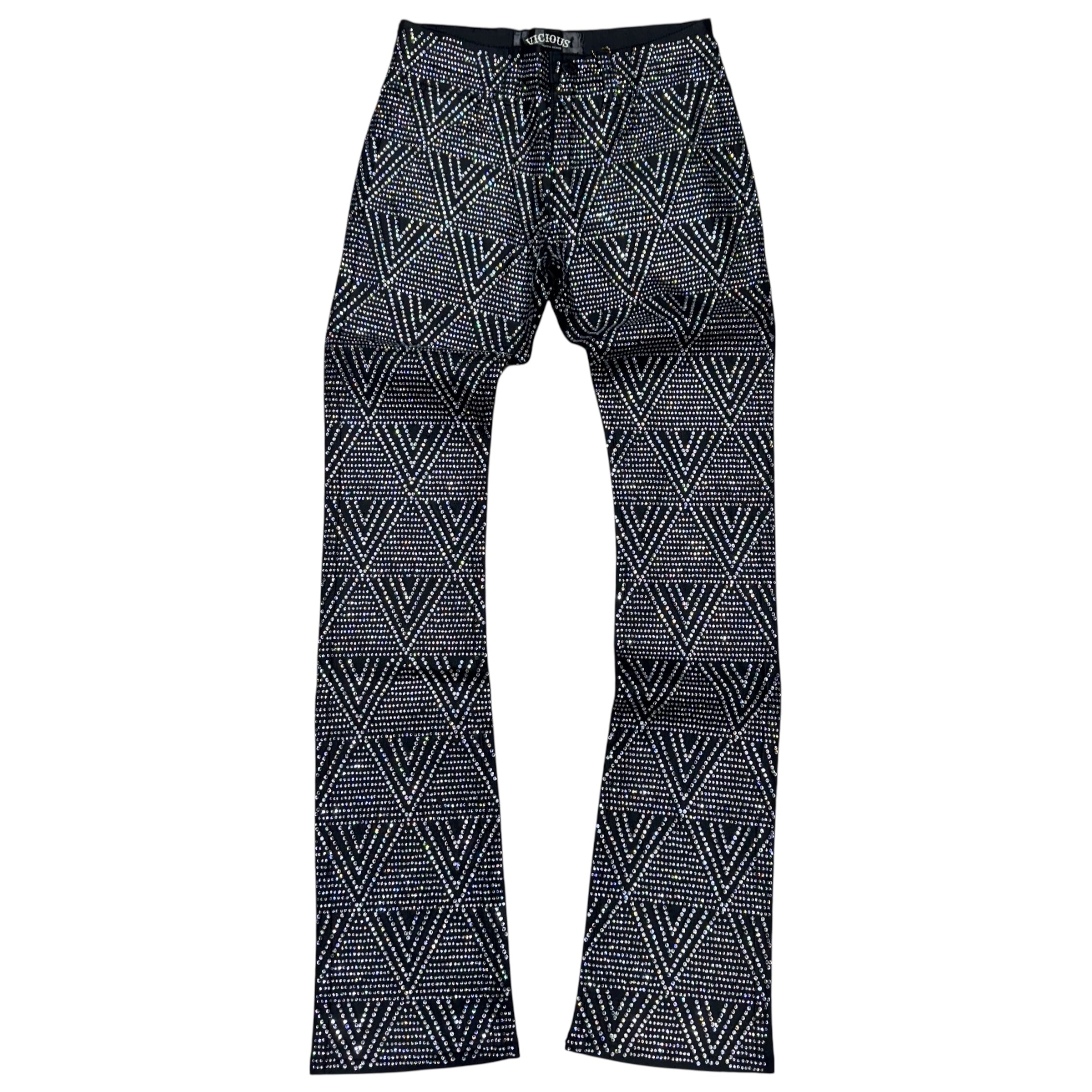 Vicious - STACKED Waxed All Over Rhinestone Denim - Silver/Black - VC9155