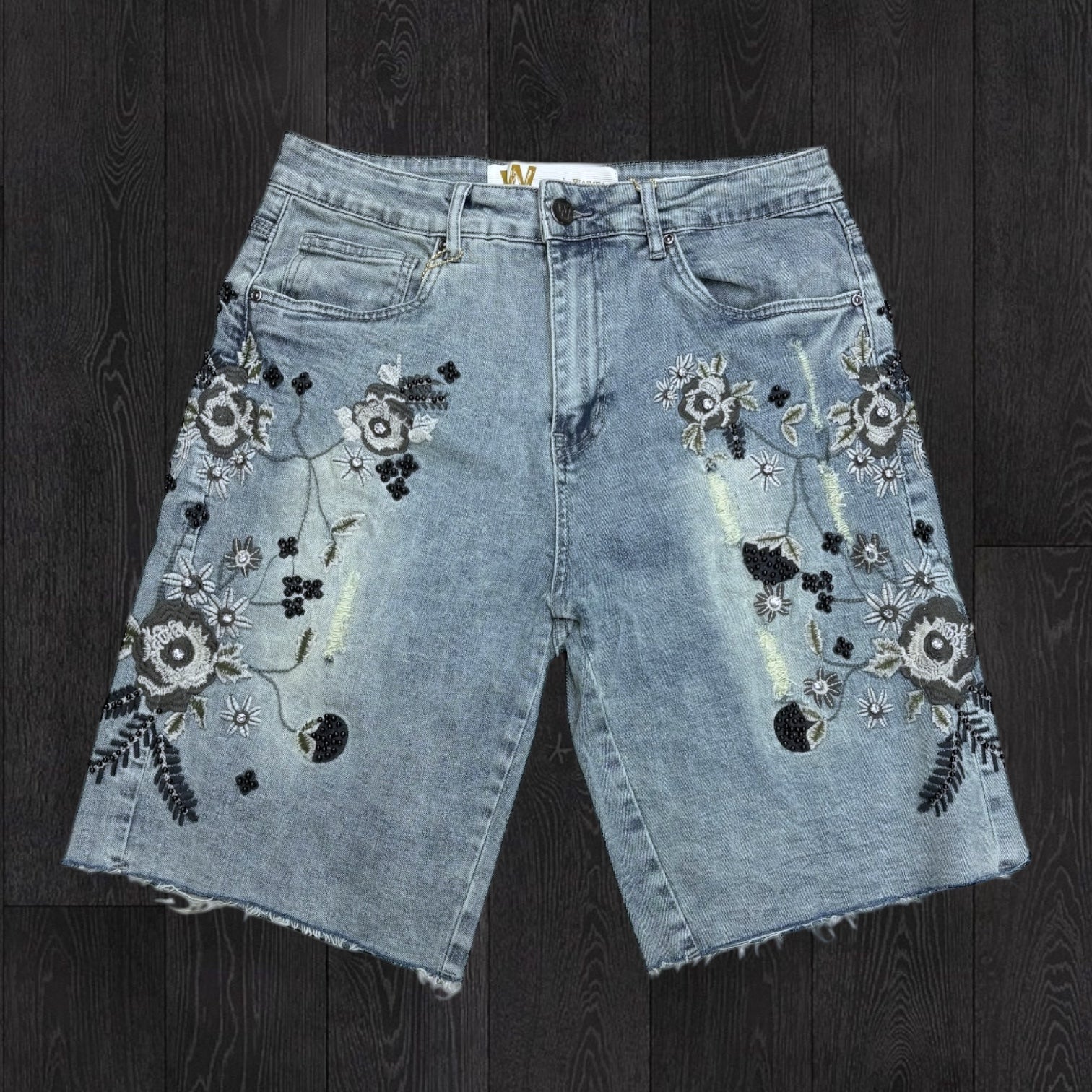 W - Embod w/ Crystal Denim Shorts - Blue Wash - M5791D