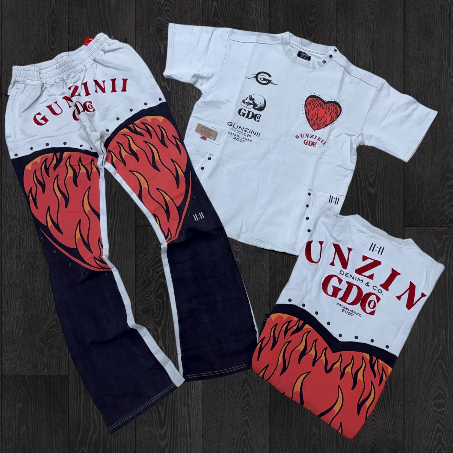 Gunzini - Stacked Pants-T-shirt Set - L.Grey - Gz675 676