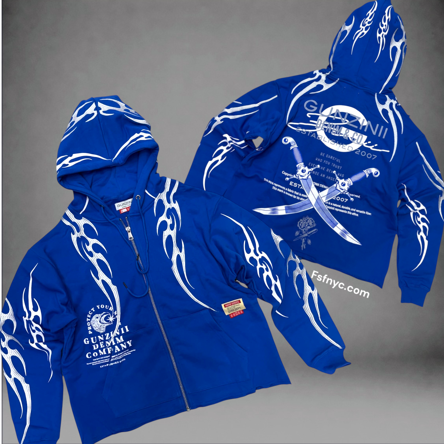Gunzini - Lit up Swords Hoodie - Royal 875