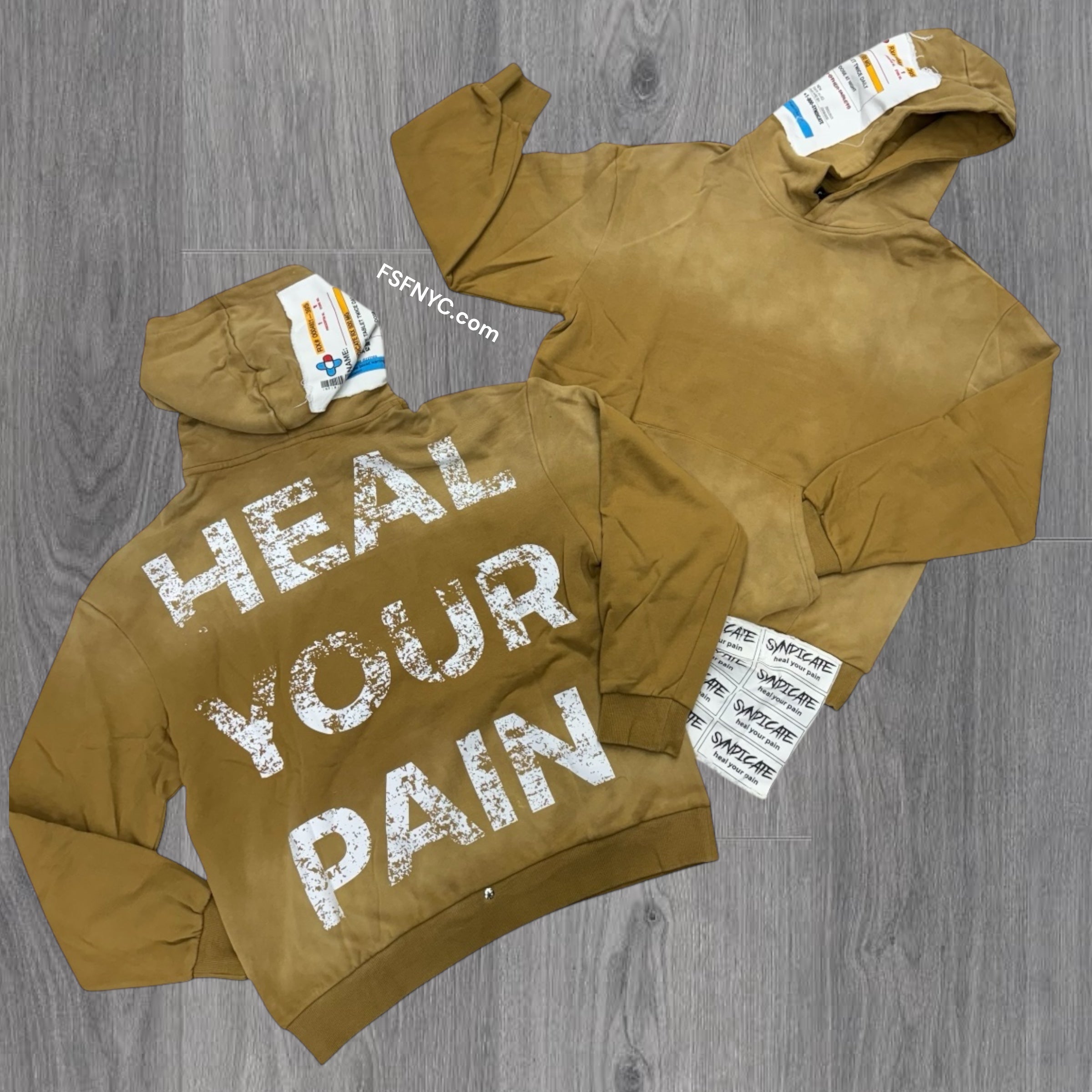 SYN Heal Your Pain Hoodie Washed Brown