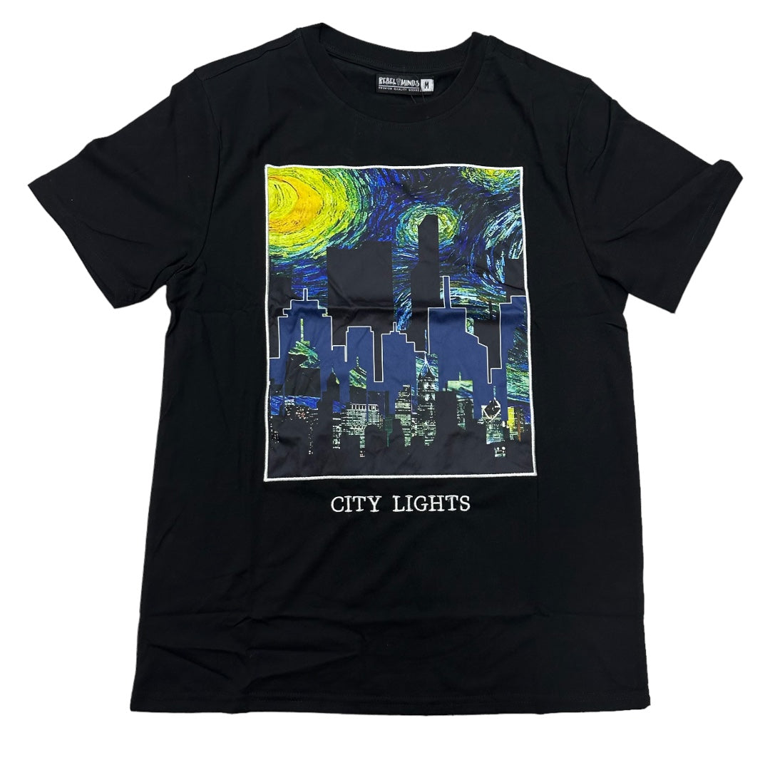 Rebel crazy City T-shirt Black Blue 179