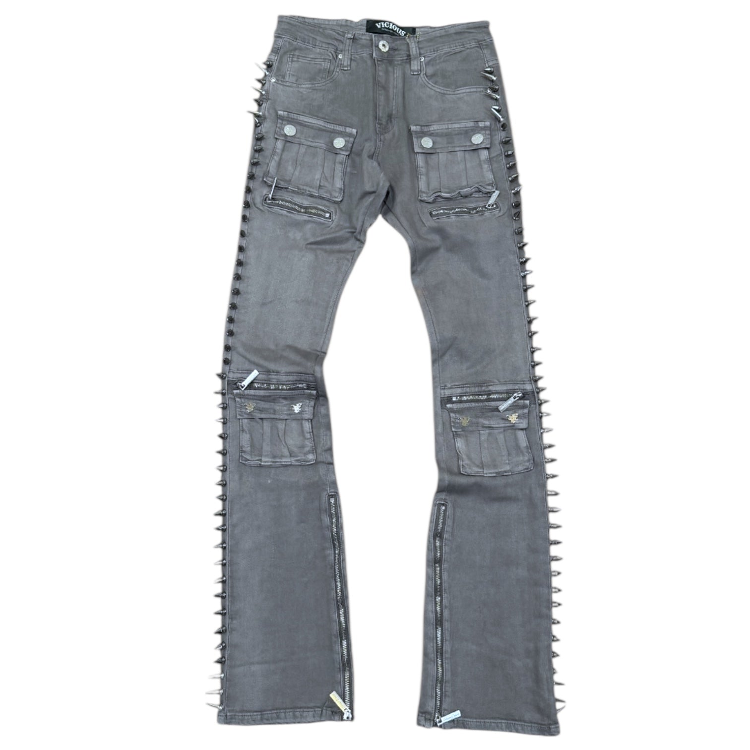 Vicious - STACKED WAXED SPIKE DENIM - Grey - VC918 Z