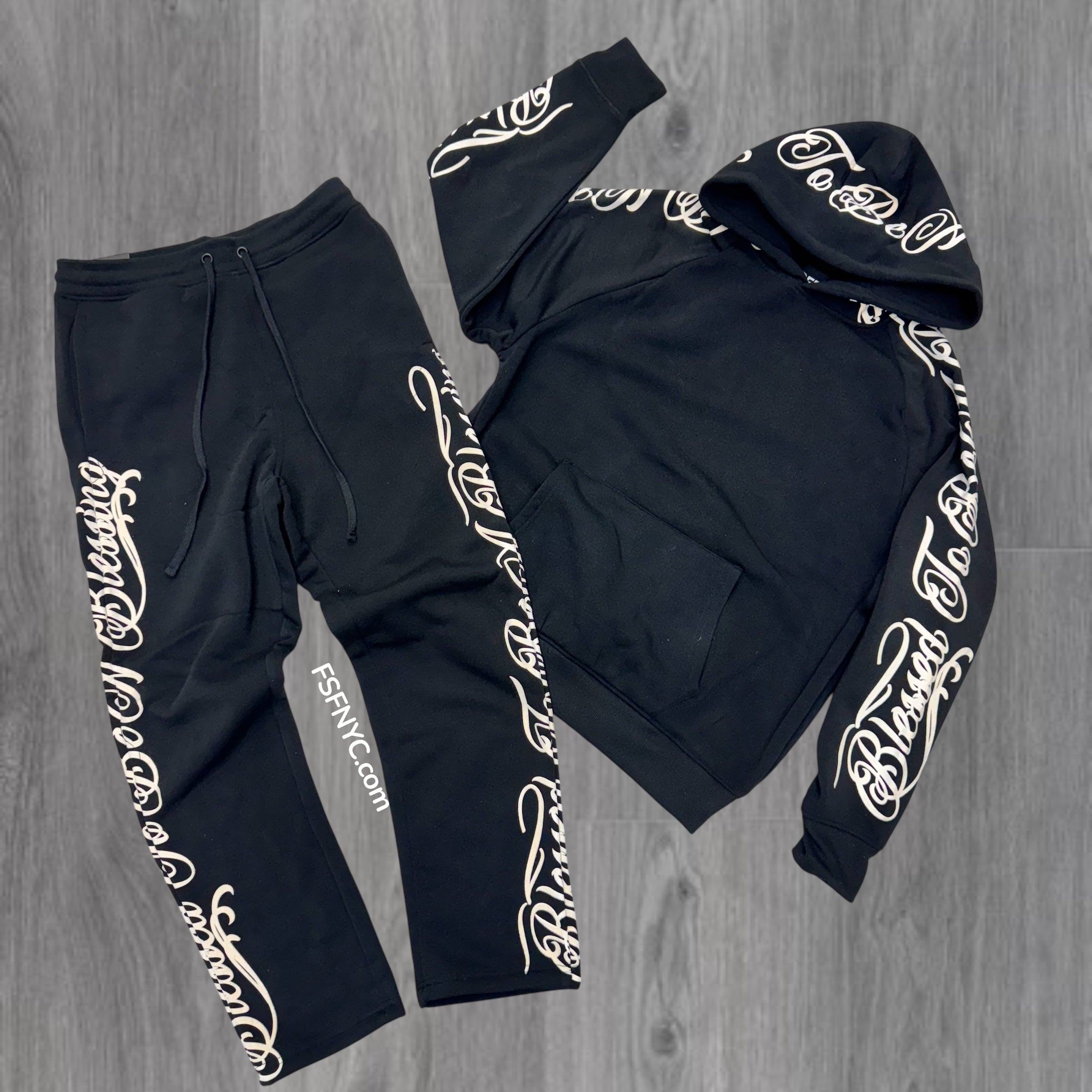Rebel - Stacked Blessed Sweat Suit - Black - 311 411