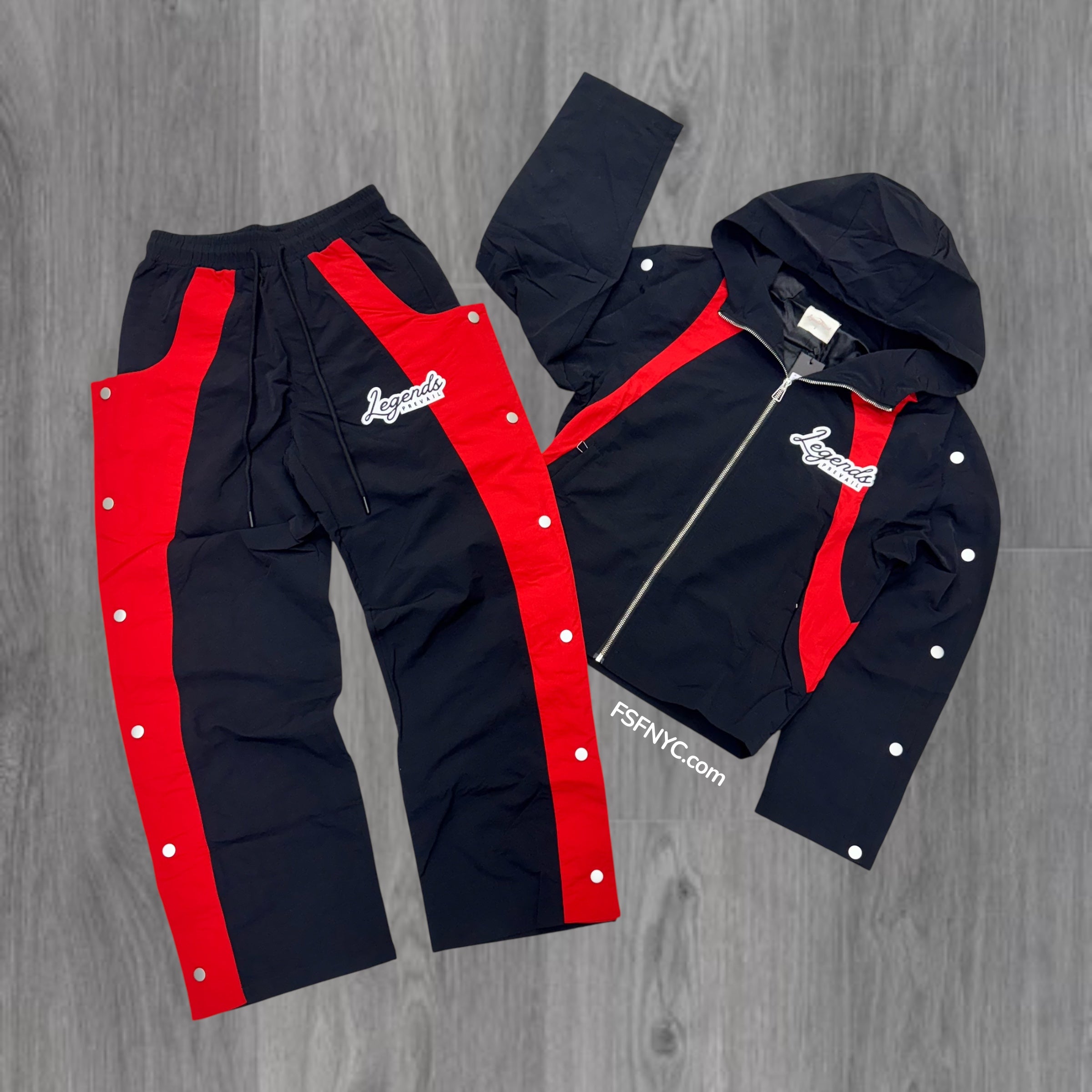 Prevail- LP Windbreaker  Zip Jacket Set - Red/Black