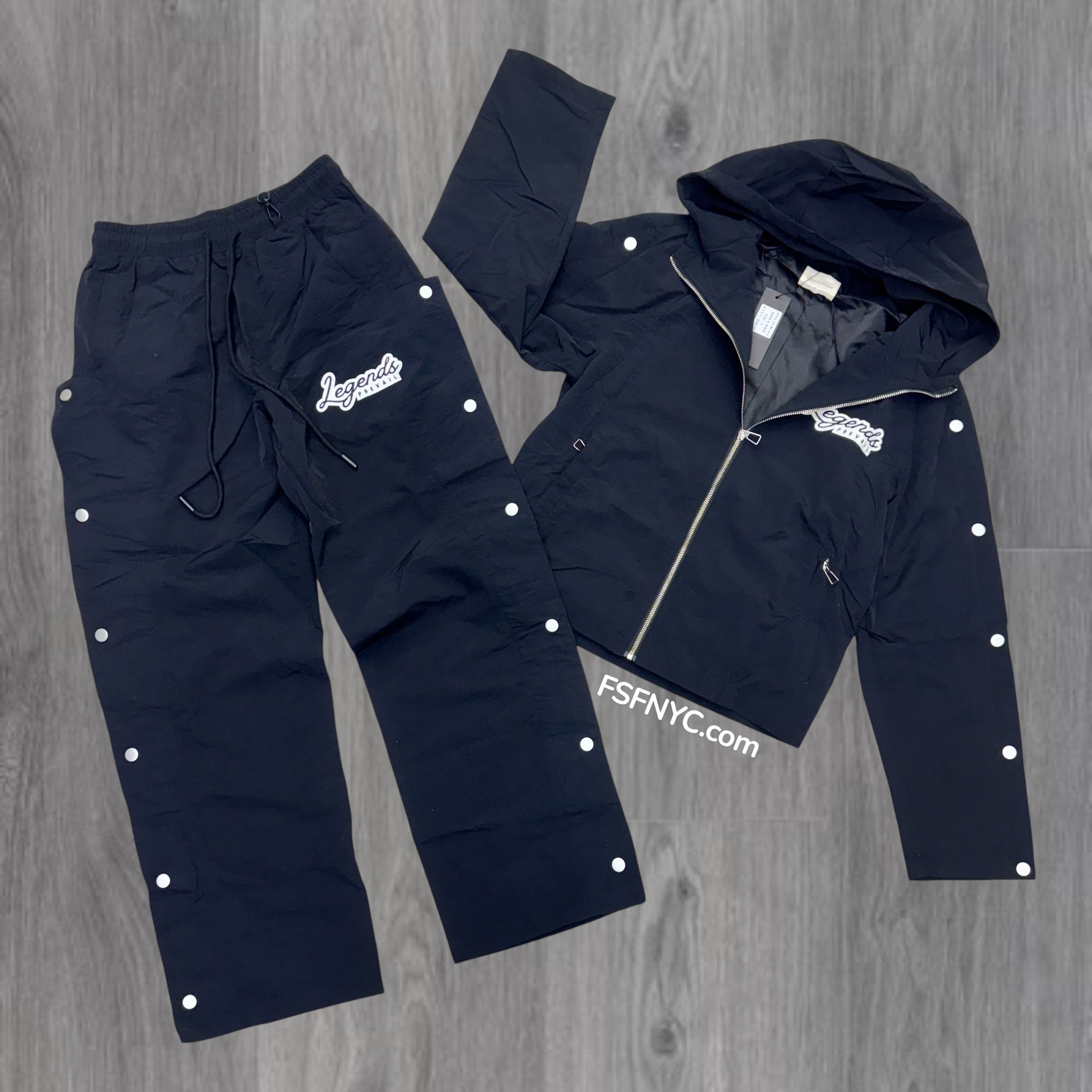 Prevail- LP Windbreaker  Zip Jacket Set - Black/Black
