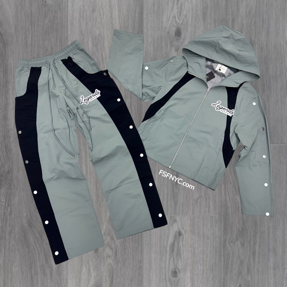Prevail- LP Windbreaker Zip Jacket Set - Grey/Black