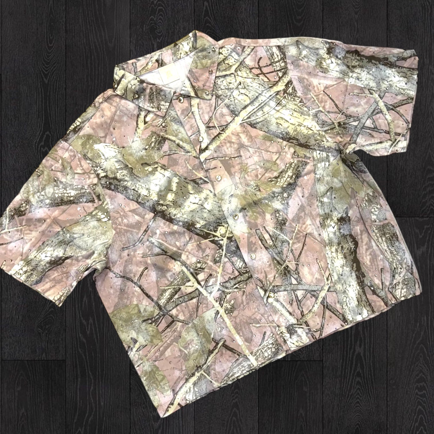 R - Rhinestone Button Down  - Pink - 32763