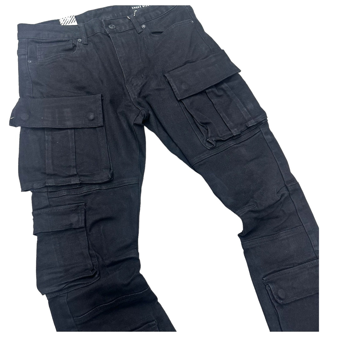 Rise stacked Multi Crago Denim Black 24143