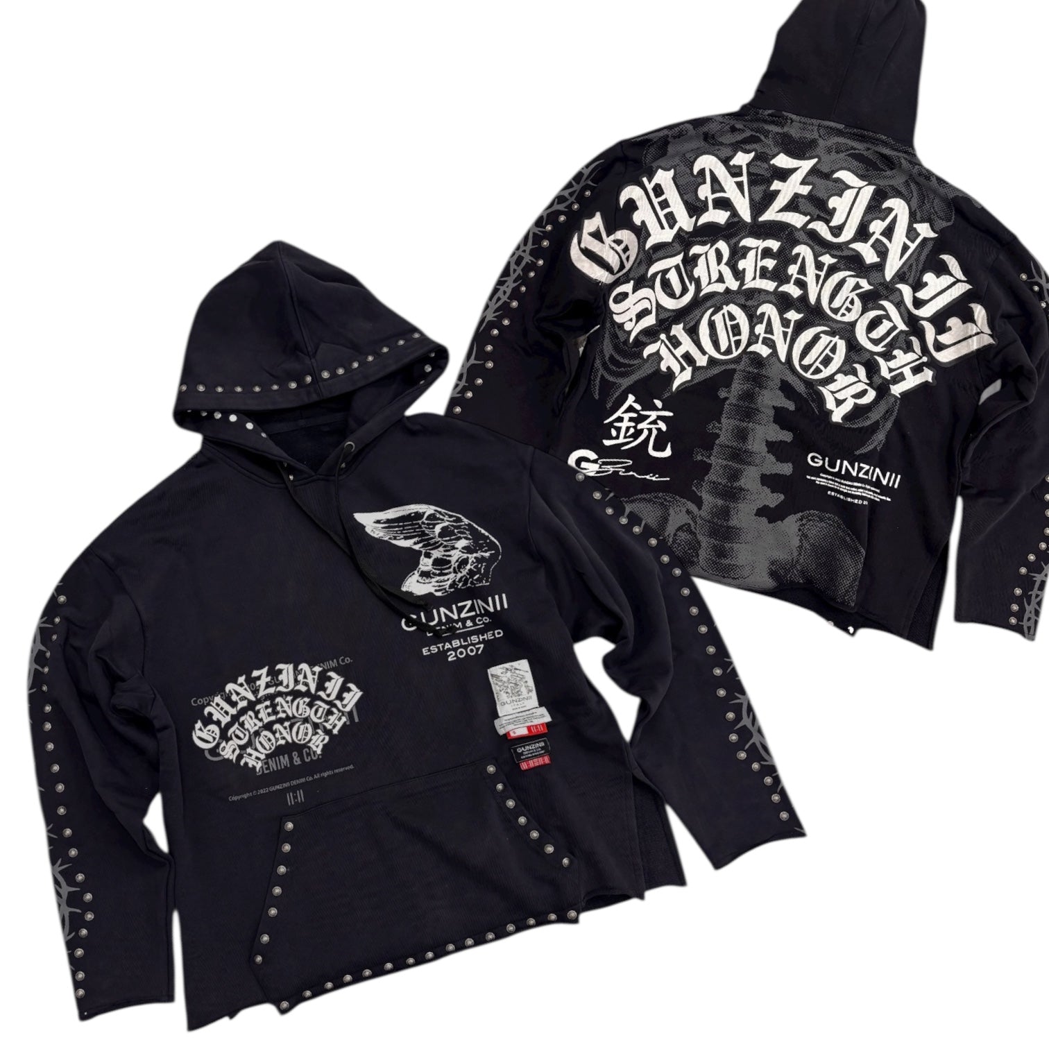 Gunzini - Studs Hoodie - BLK - Gz826