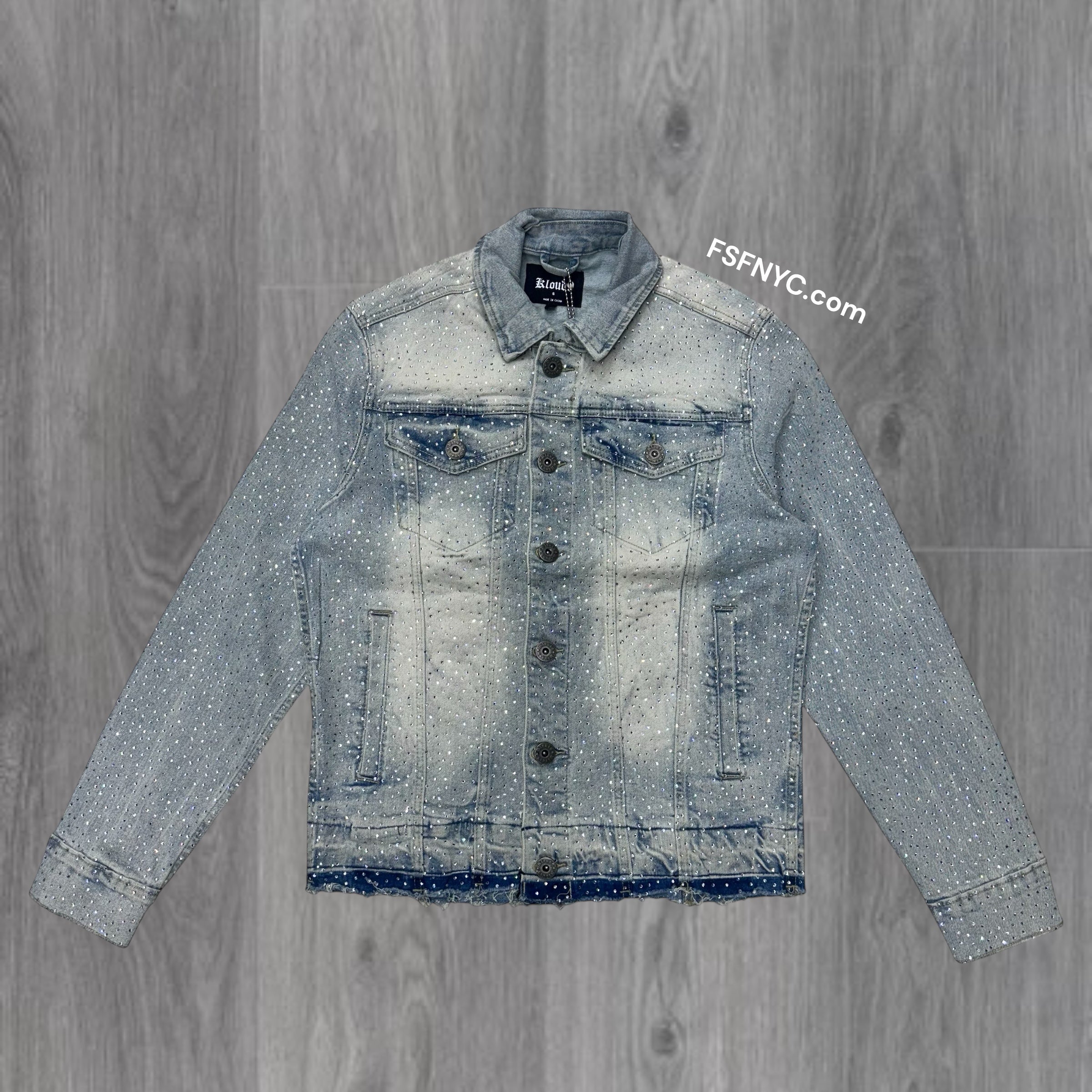 Kloud- Rhinestone Denim Jacket JJ25344 Blue