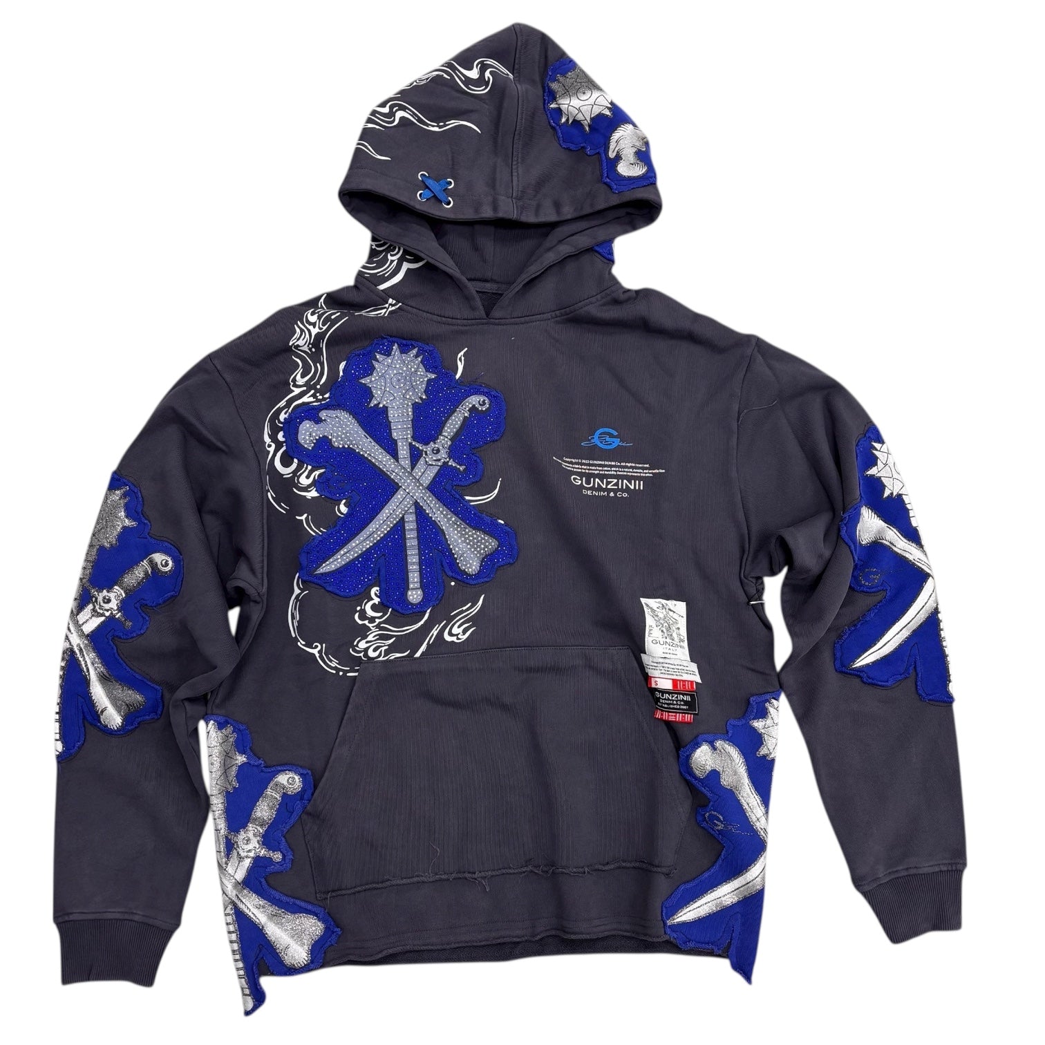 Gunzini - BONE Rhinestone Hoodie - BLK - Gz847