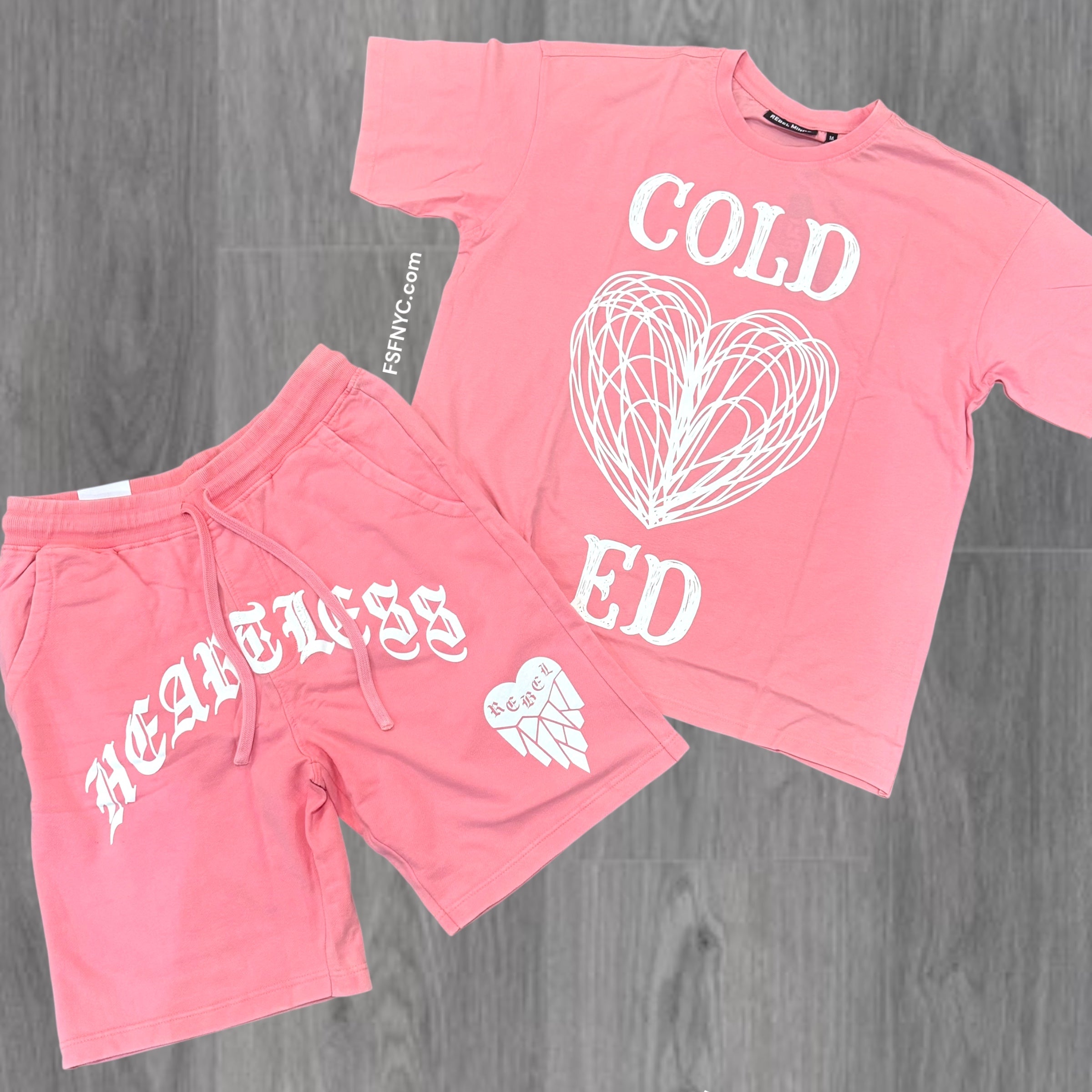 Rebel Heartless Short Set Dusty Pink 970 170