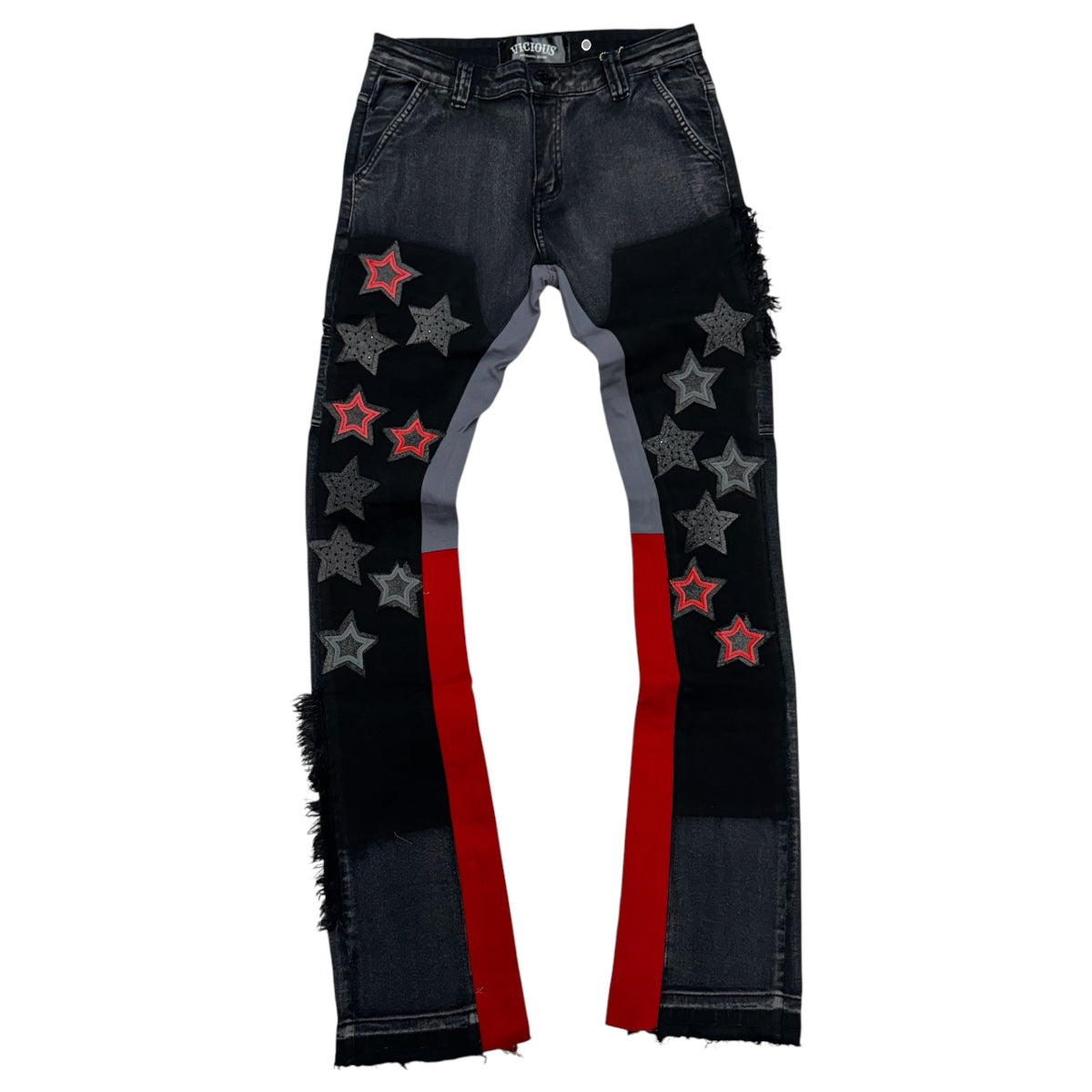 Vicious Stacked Stars Denim Black vc655