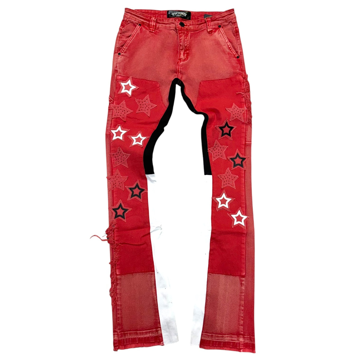 Vicious Stacked Stars Denim Red vc655