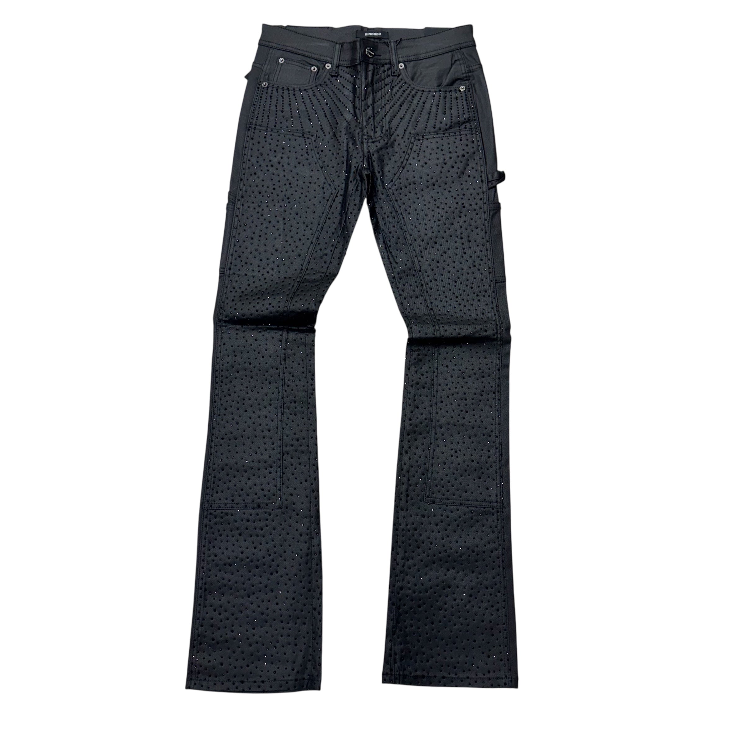 KD - Stacked Waxed Rhinestone All Over Denim - Black 2213
