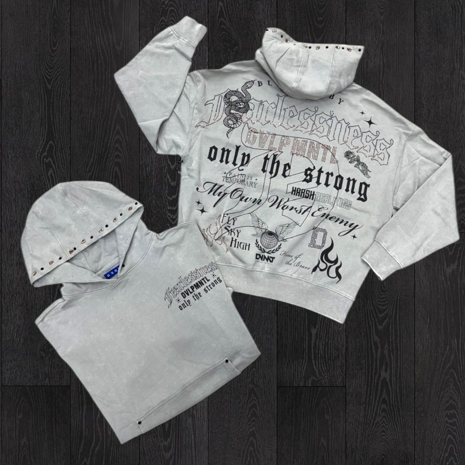 R3 - Mystical Rhinestone Hoodie - Grey - 333