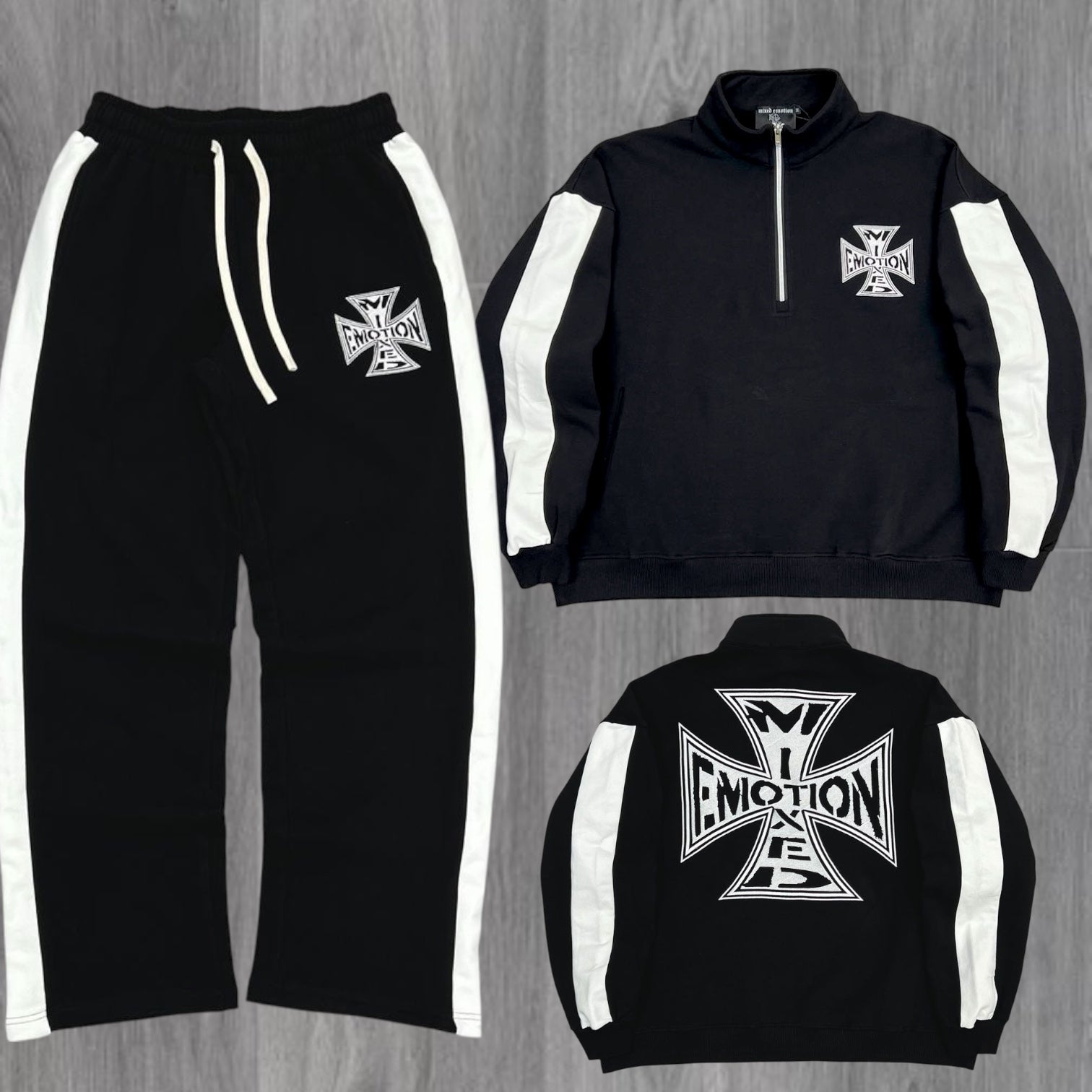 Mixed Emotions - Quarter Zip Track Set - Black