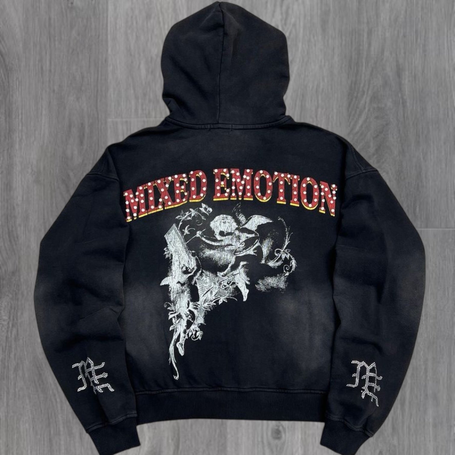 Mixed Emotion - Broken Zip Hoodie - Black