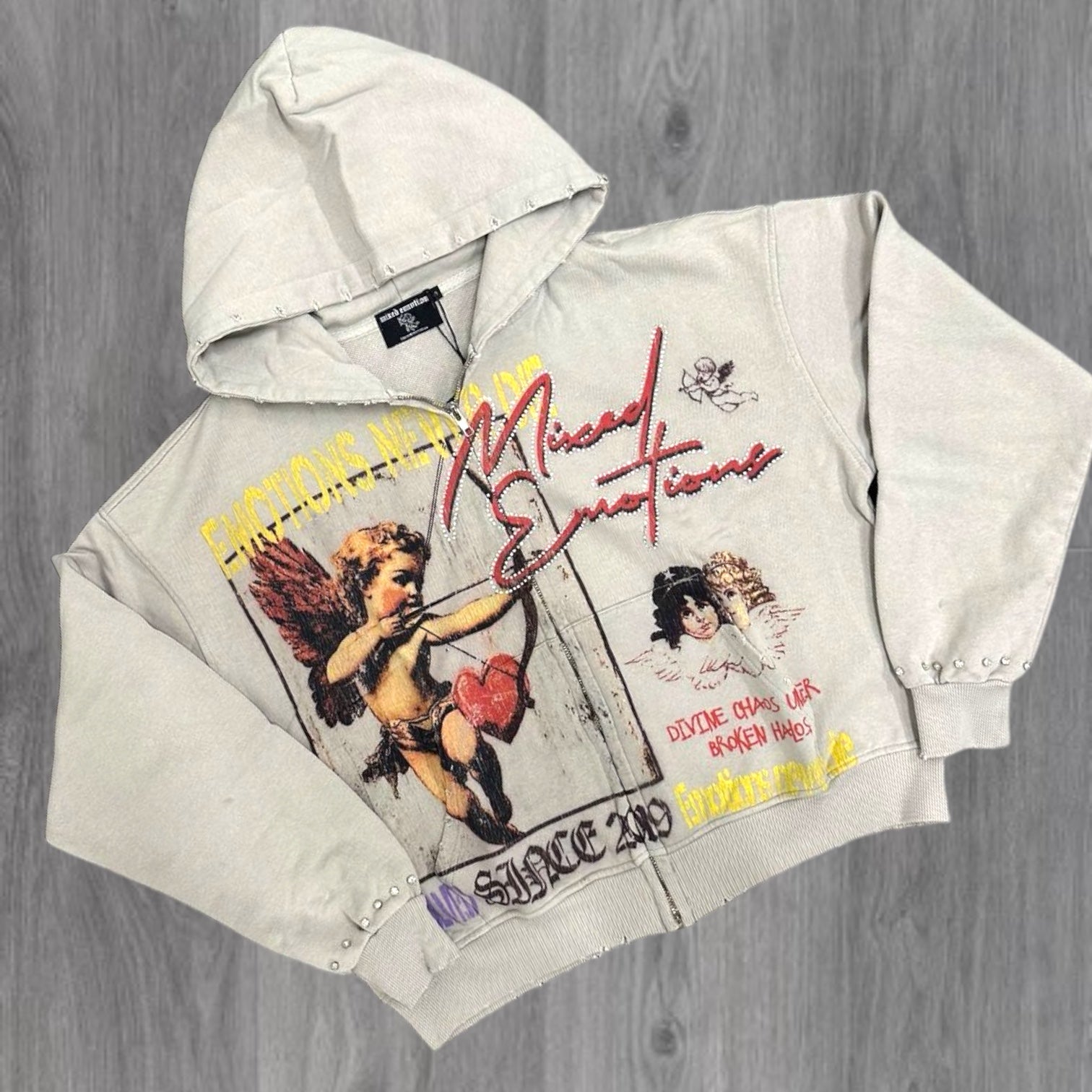 Mixed Emotion - Broken Hao Zip Hoodie - Stone